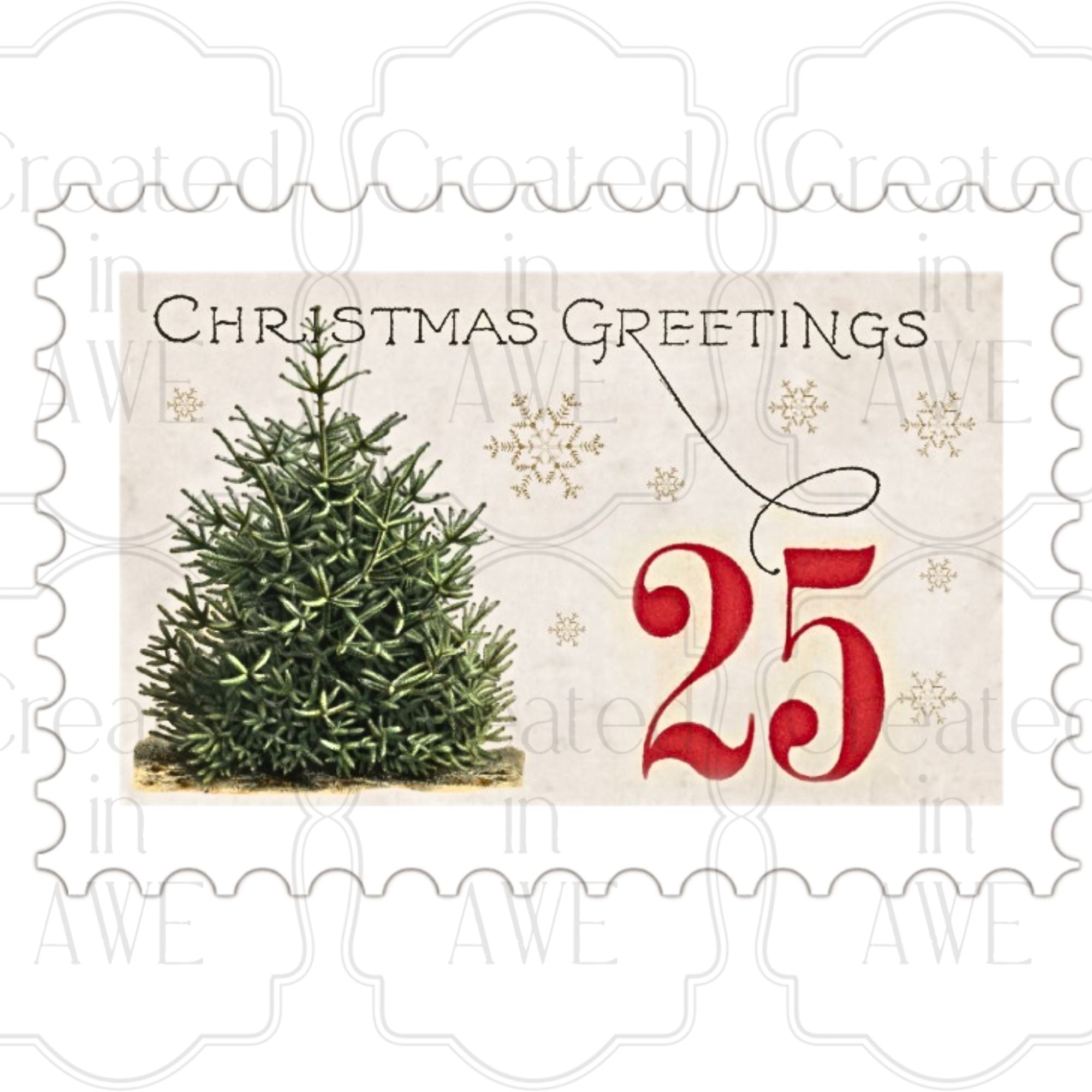 Horizontal Vintage Christmas Stamps