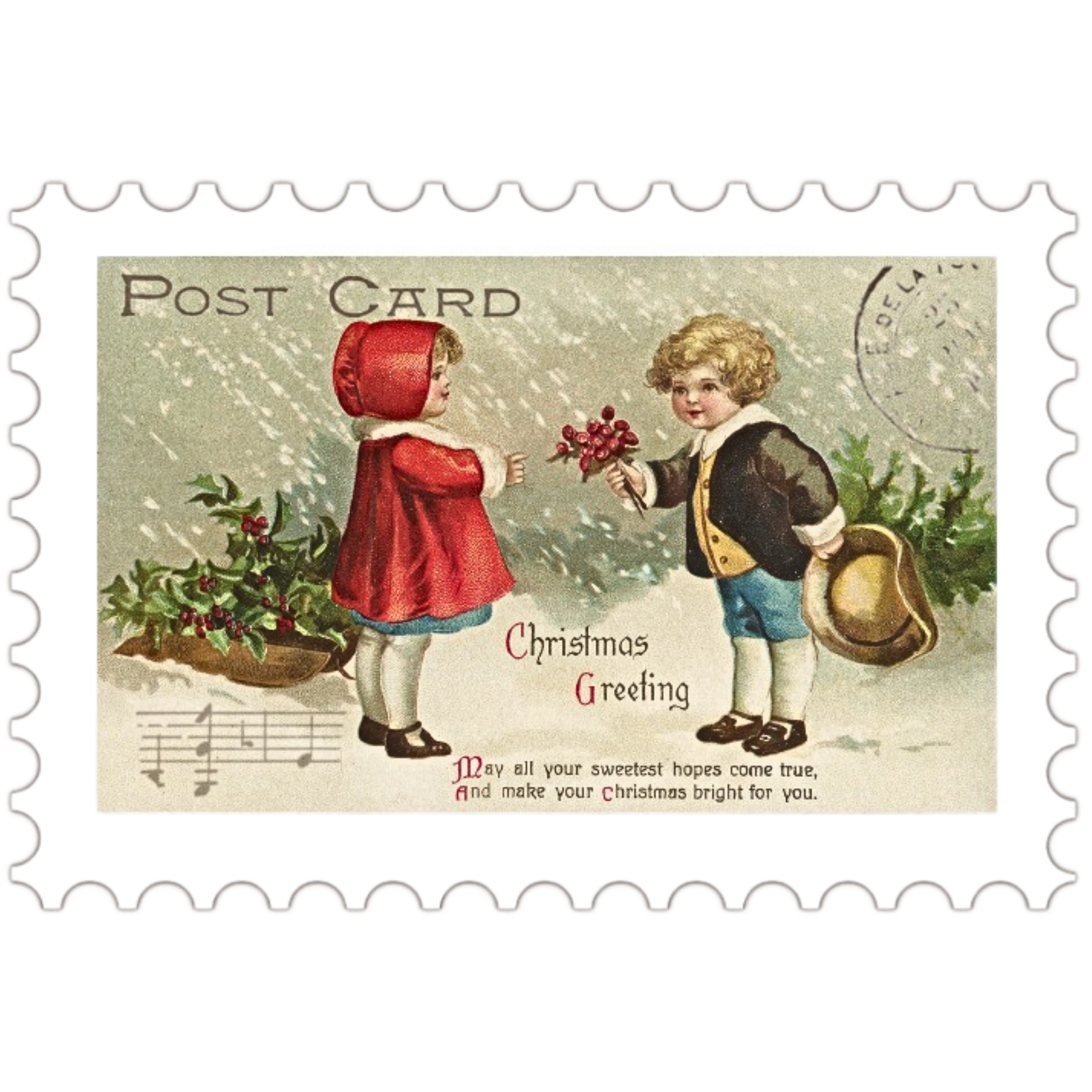 Horizontal Vintage Christmas Stamps