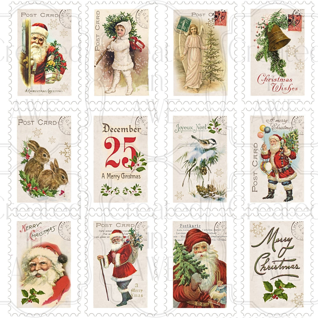 Vertical Vintage Christmas Stamps
