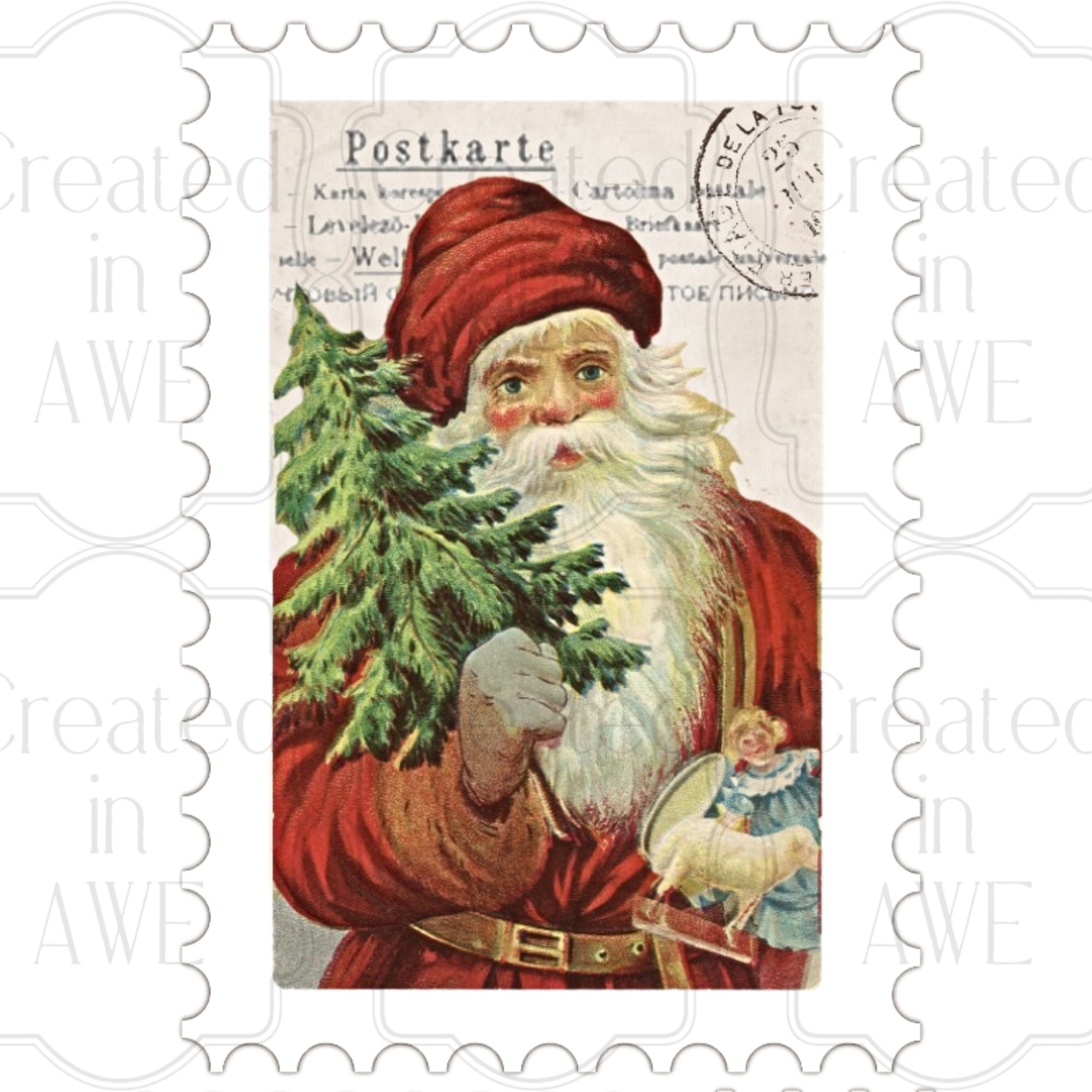 Vertical Vintage Christmas Stamps