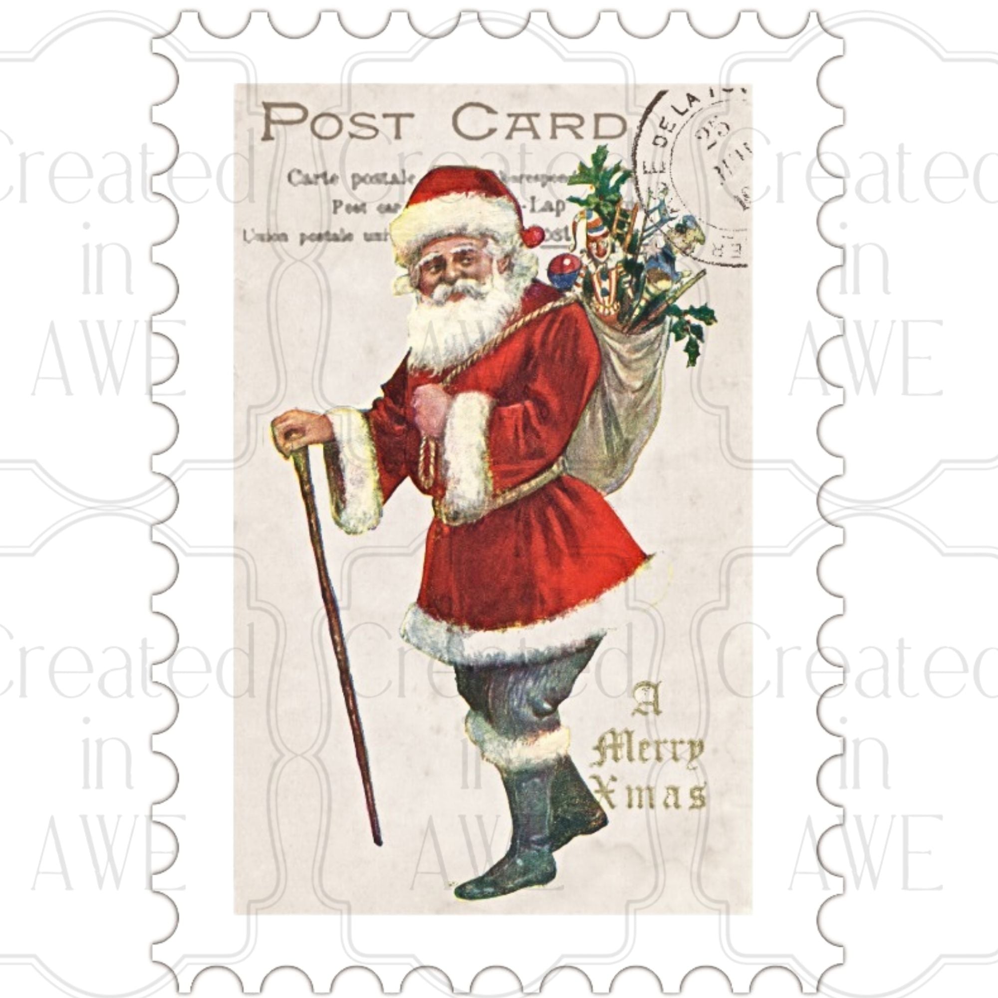 Vertical Vintage Christmas Stamps