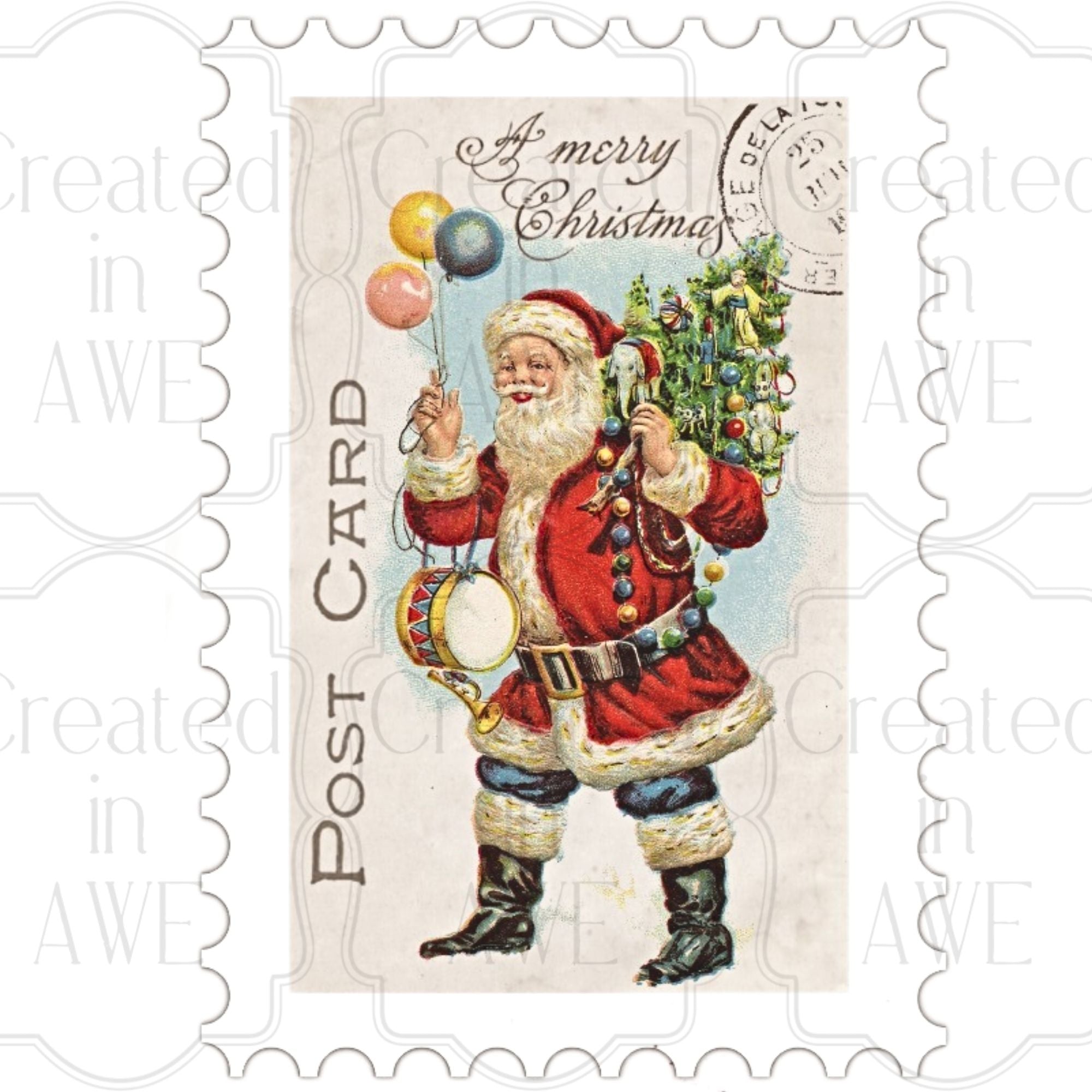 Vertical Vintage Christmas Stamps
