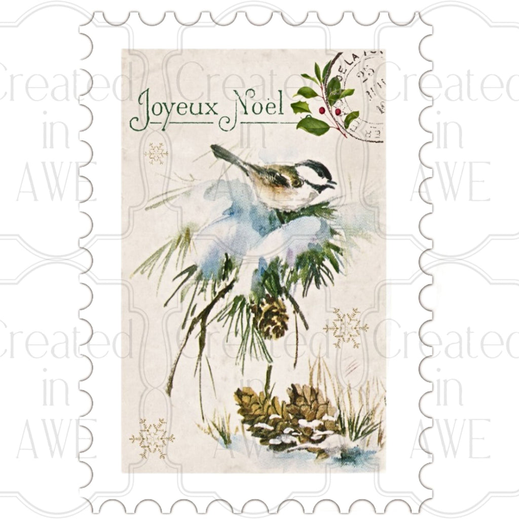 Vertical Vintage Christmas Stamps