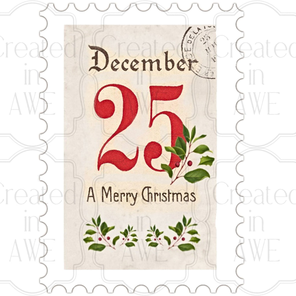 Vertical Vintage Christmas Stamps
