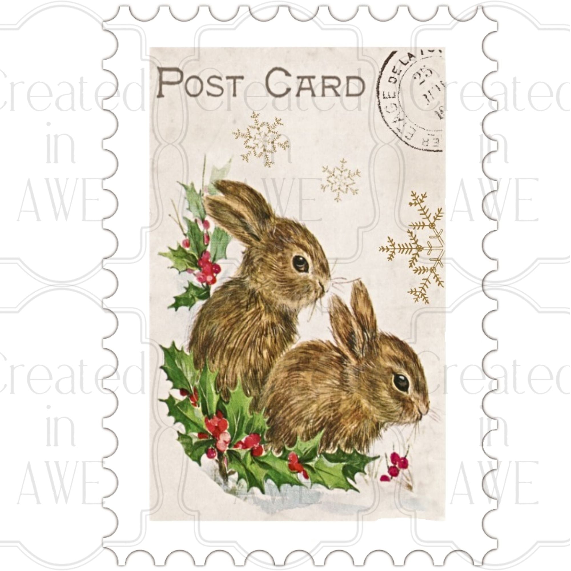 Vertical Vintage Christmas Stamps