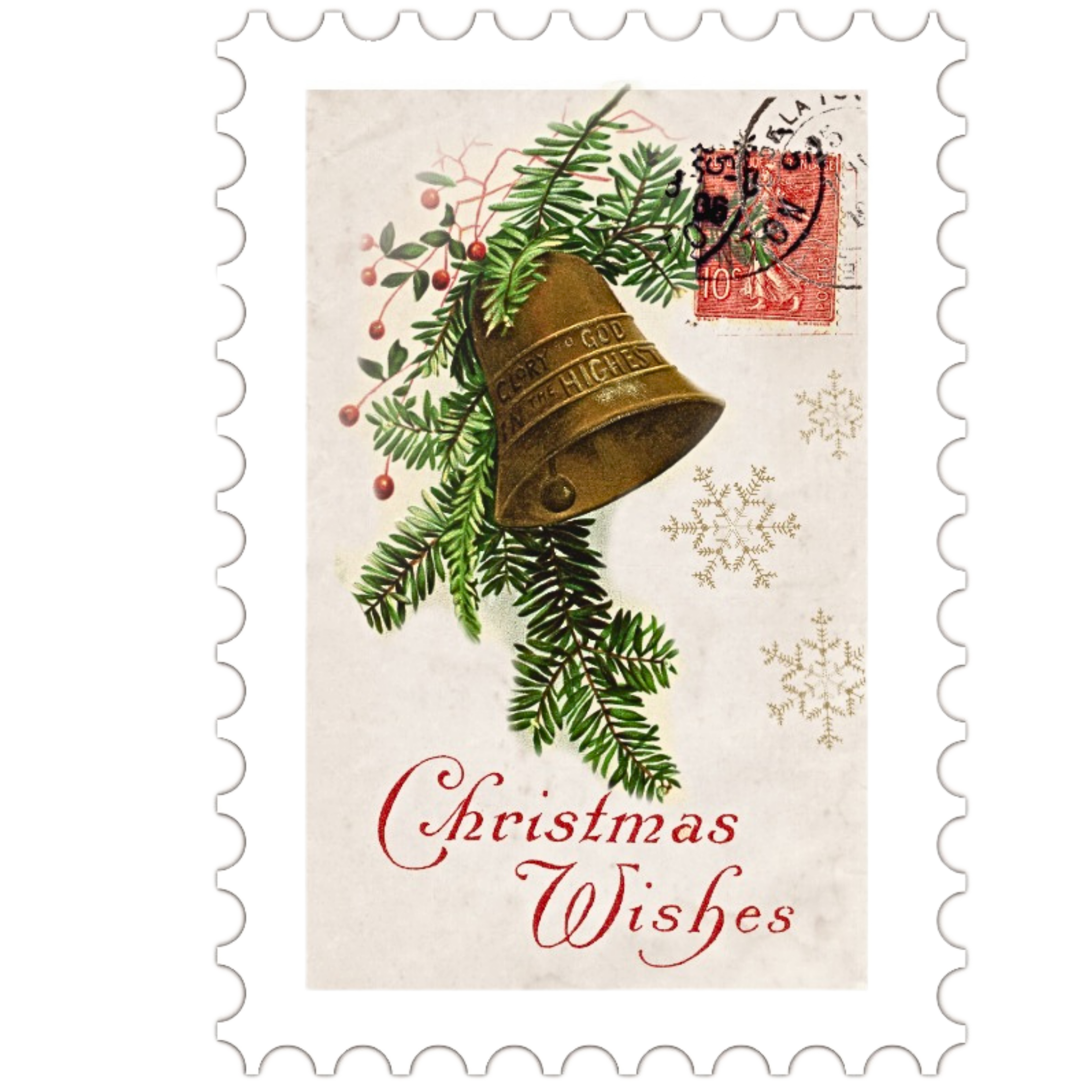 Vertical Vintage Christmas Stamps