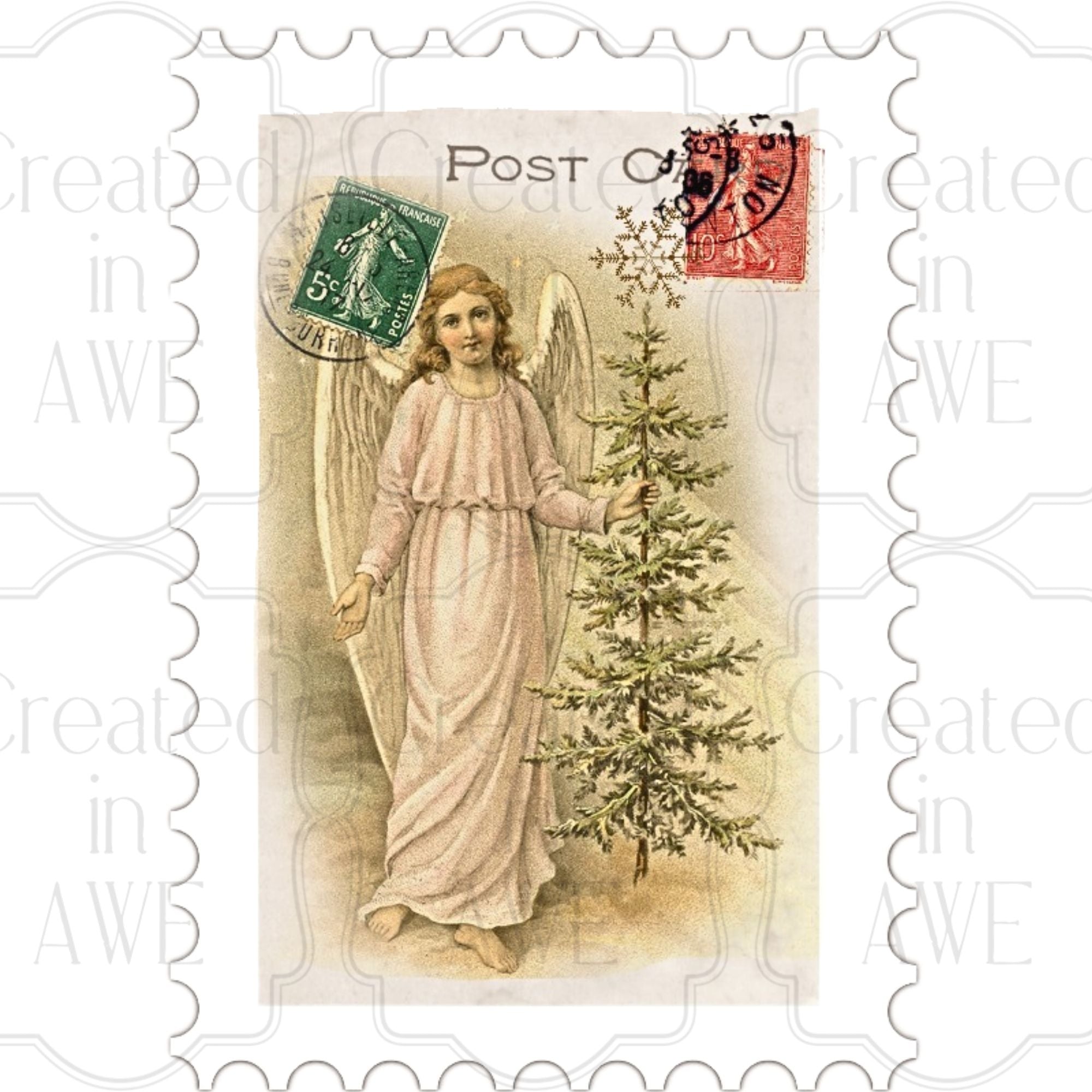 Vertical Vintage Christmas Stamps