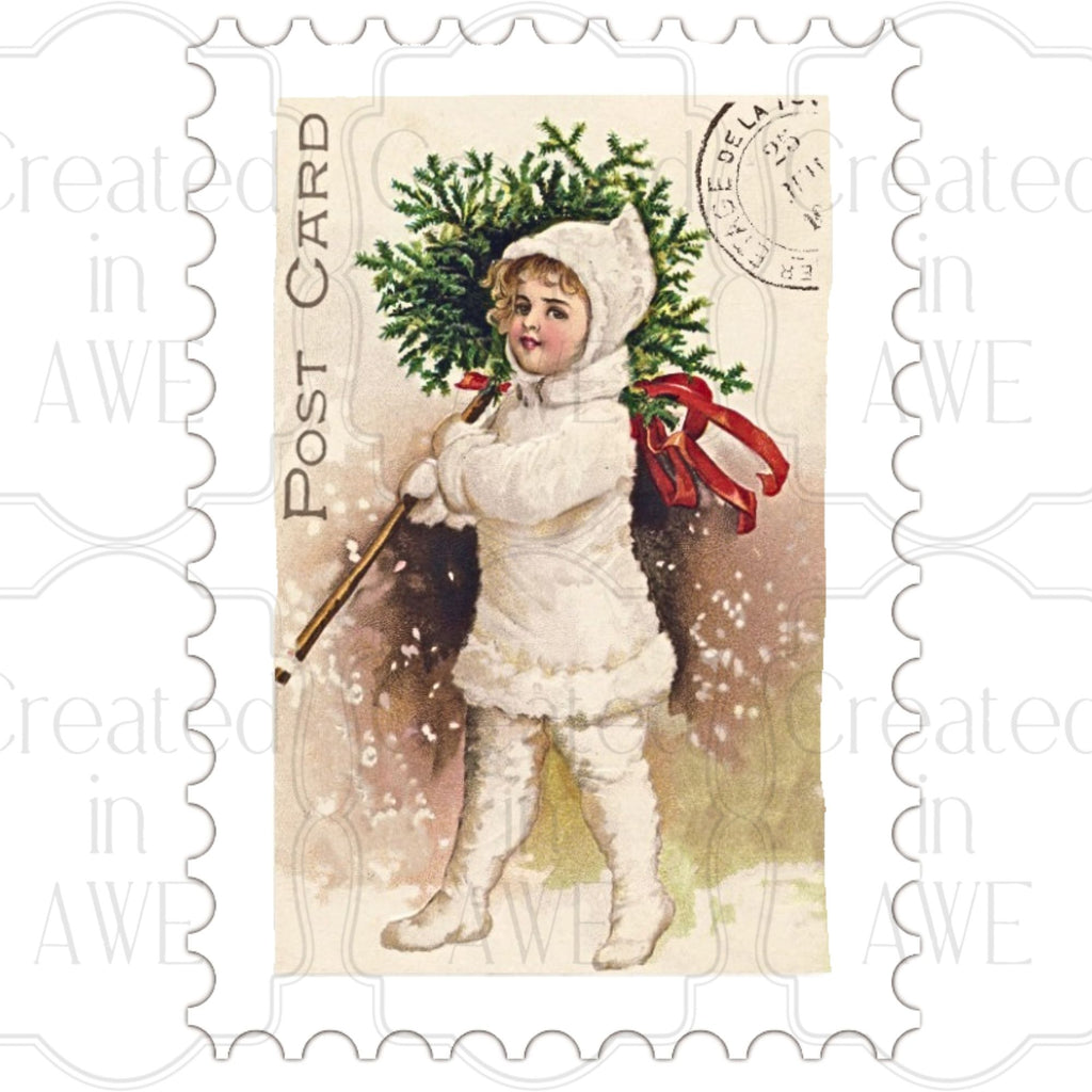 Vertical Vintage Christmas Stamps
