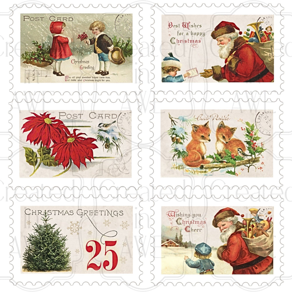 Horizontal Vintage Christmas Stamps