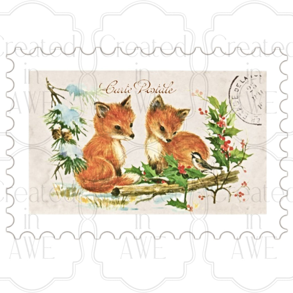 Horizontal Vintage Christmas Stamps