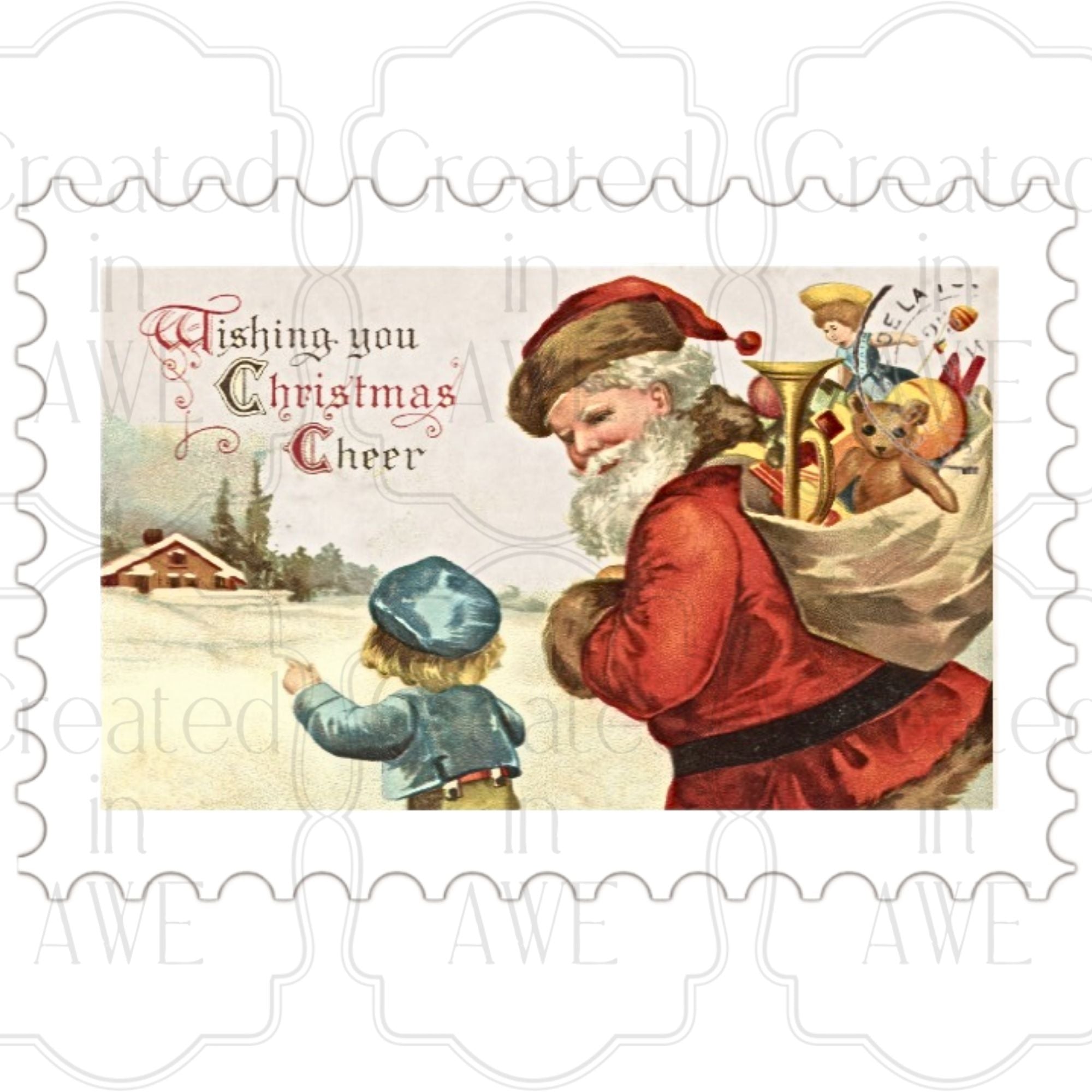 Horizontal Vintage Christmas Stamps