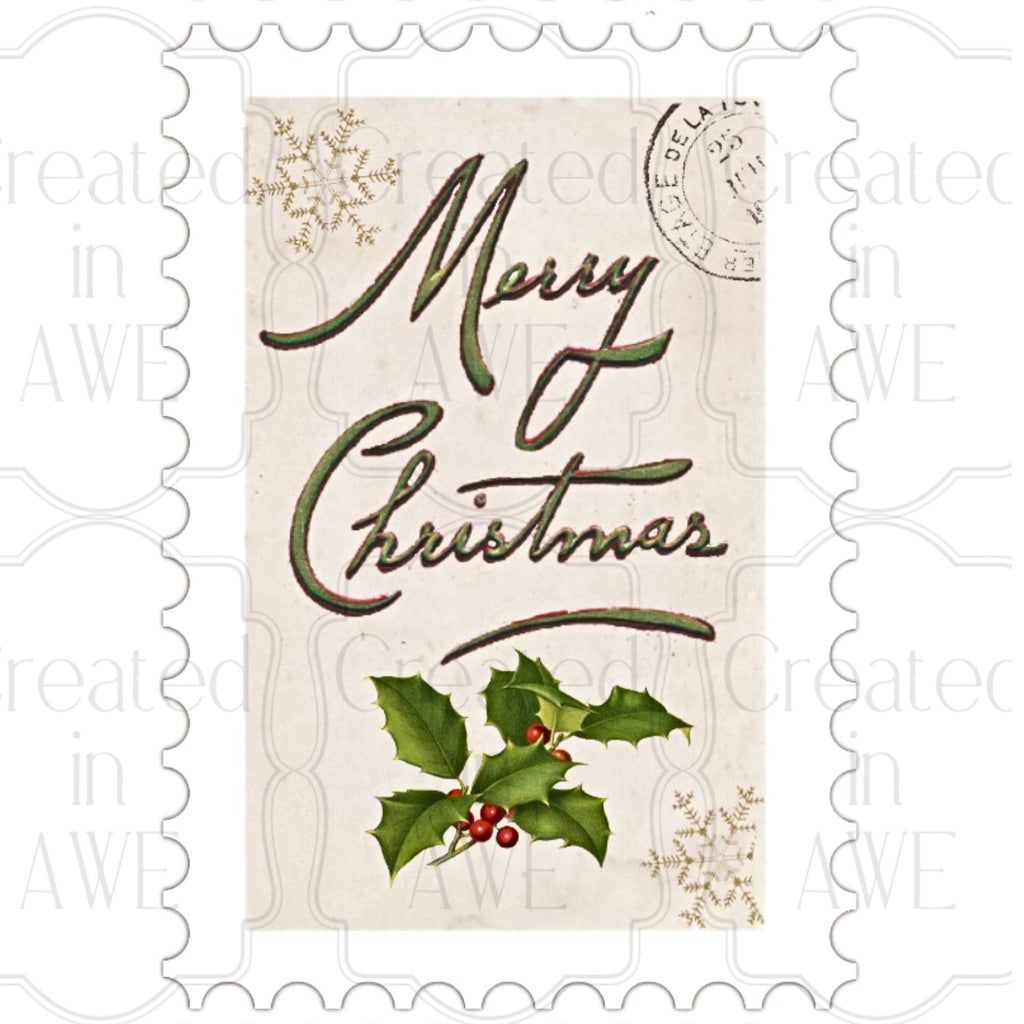 Vertical Vintage Christmas Stamps