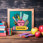 Pink Apple & Pencil Custom School Labels