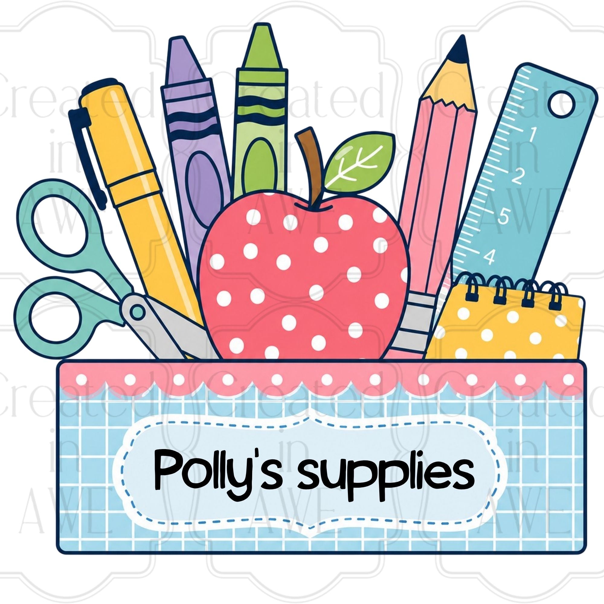 Polka Dot Apple Custom School Labels