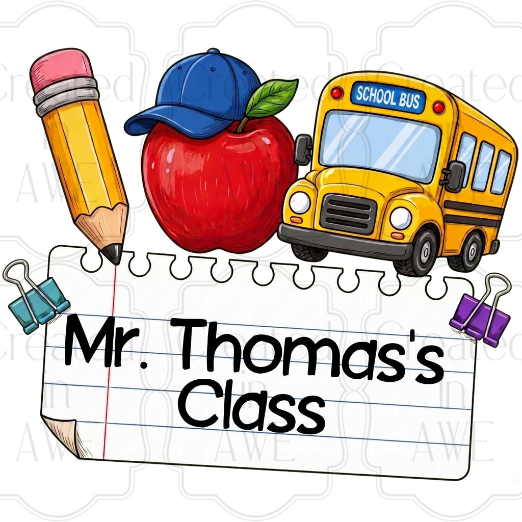 Bus & Cap Custom School Label