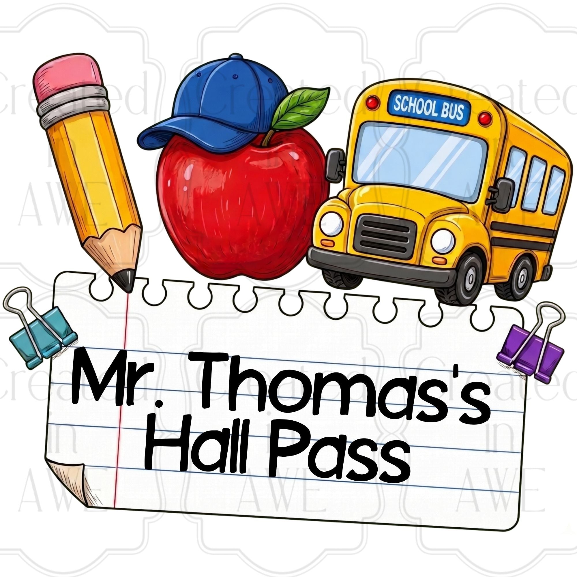 Bus & Cap Custom School Label