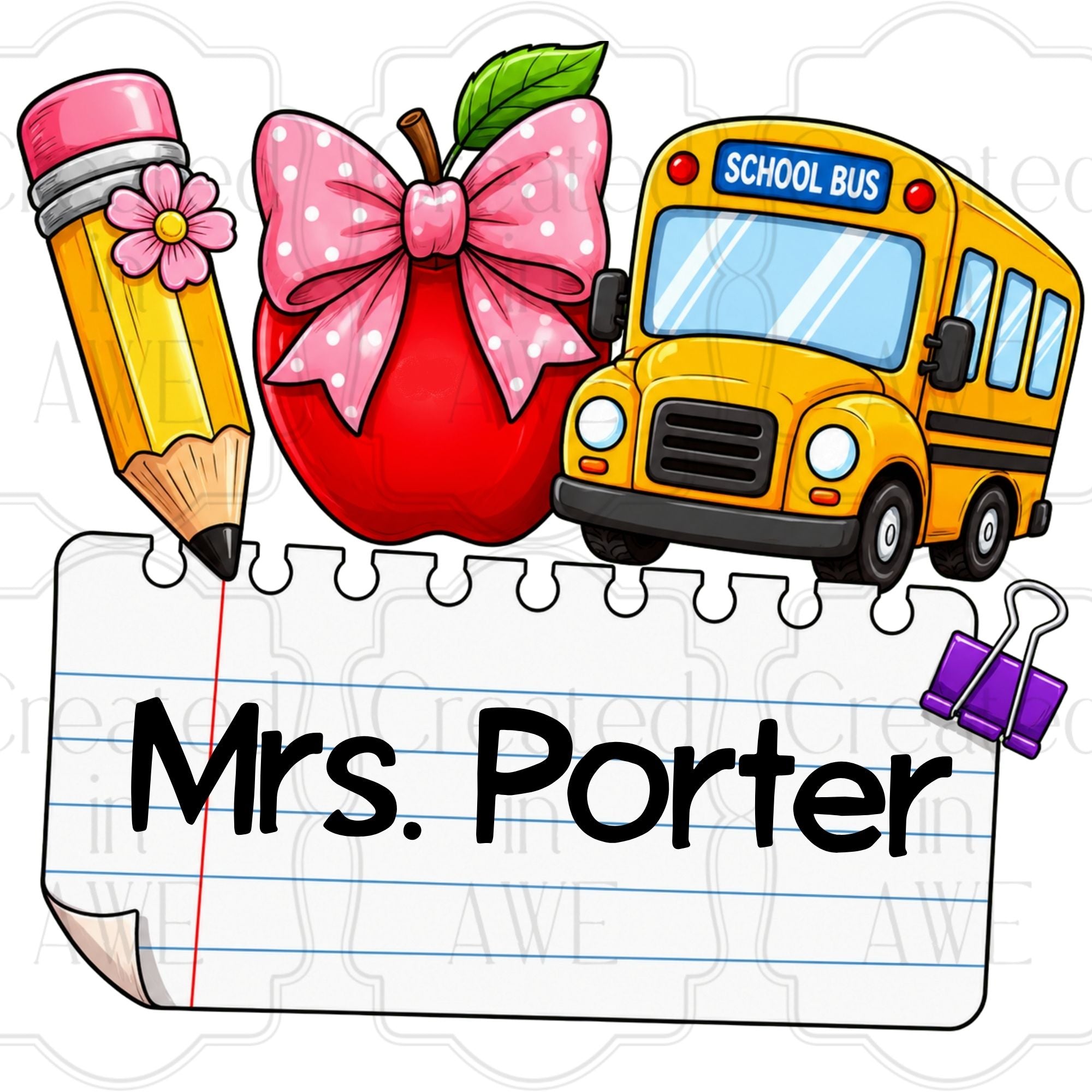 Bus & Bow Custom School Labels
