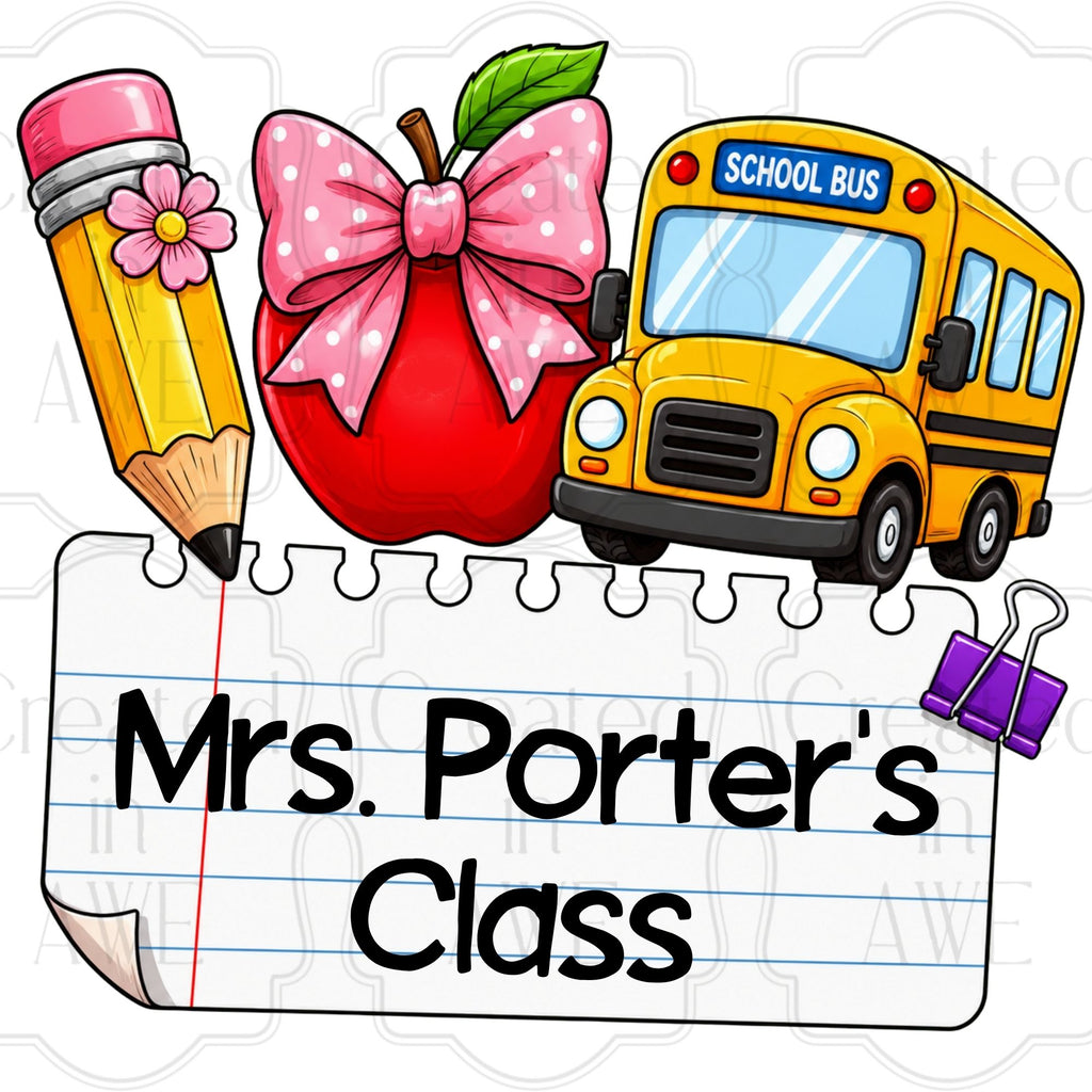 Bus & Bow Custom School Labels