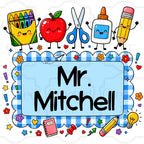 Blue Gingham Custom School Labels