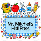 Blue Gingham Custom School Labels