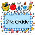 Blue Gingham Custom School Labels