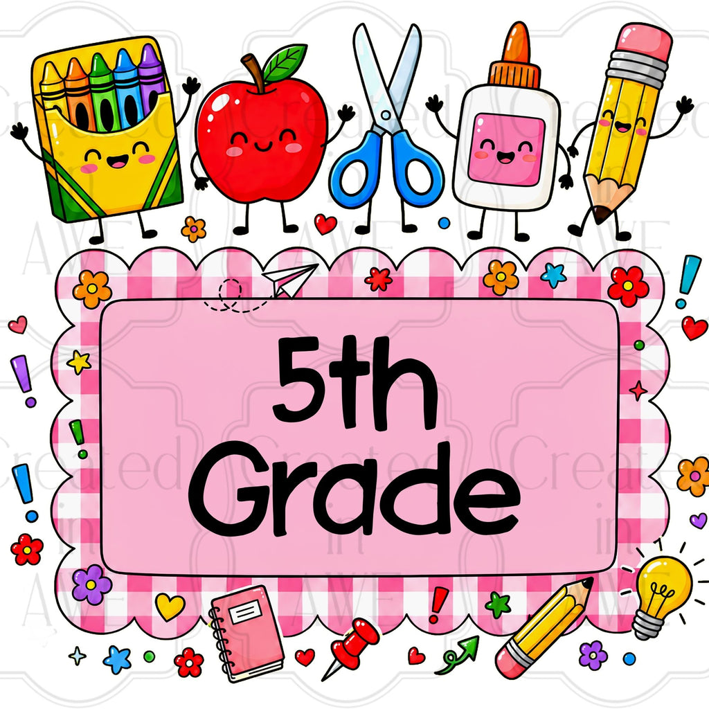 Pink Gingham Custom School Labels