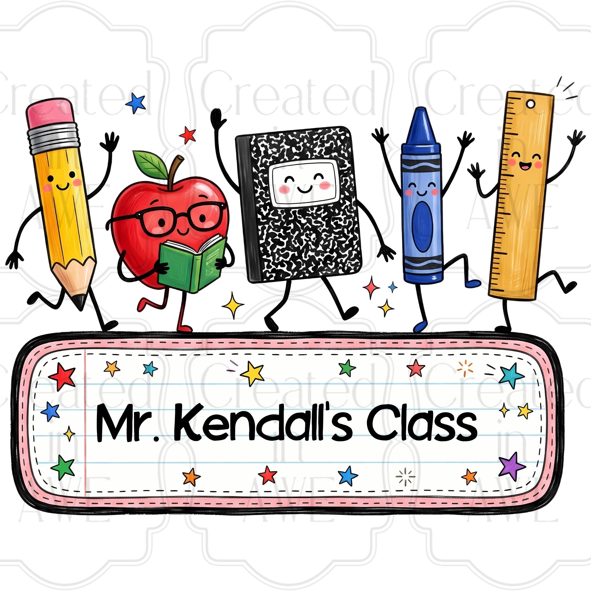 Supplies with Stars Custom School Labels