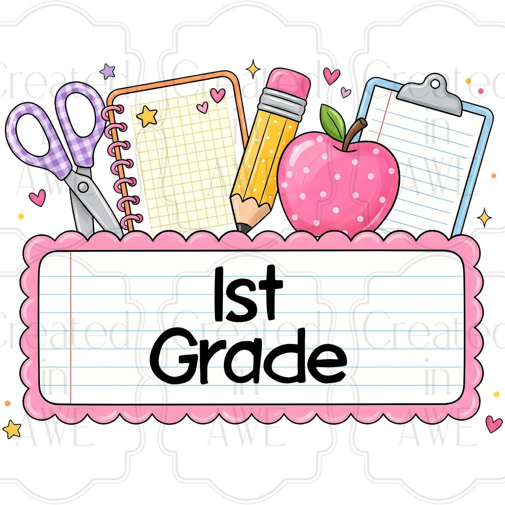 Pink Scalloped Custom School Labels