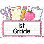 Pink Scalloped Custom School Labels
