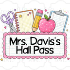 Pink Scalloped Custom School Labels