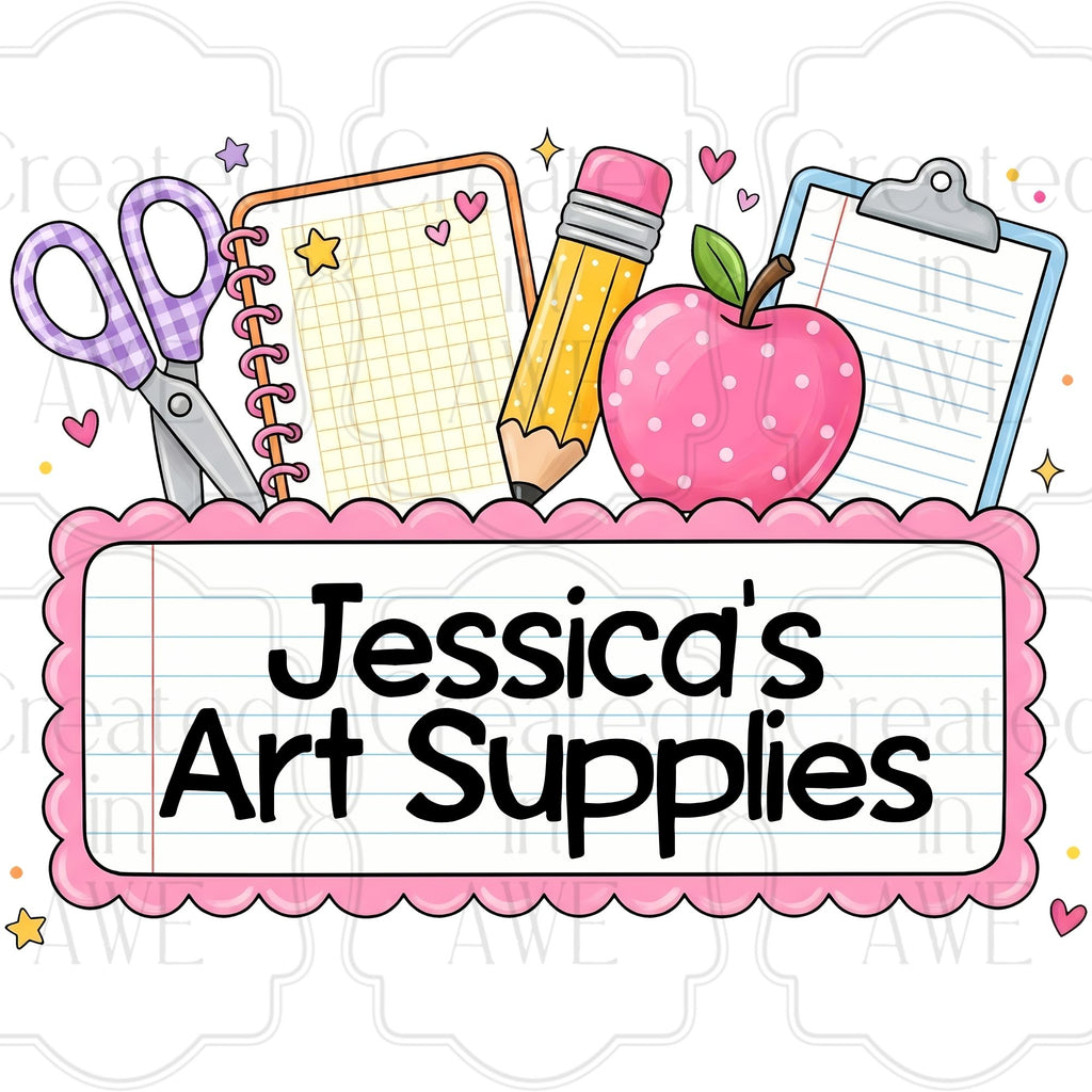 Pink Scalloped Custom School Labels