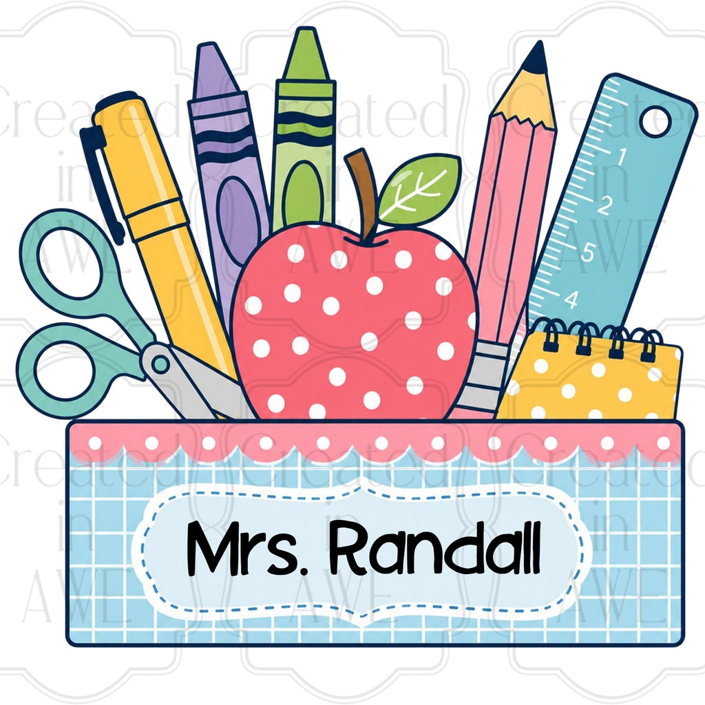 Polka Dot Apple Custom School Labels