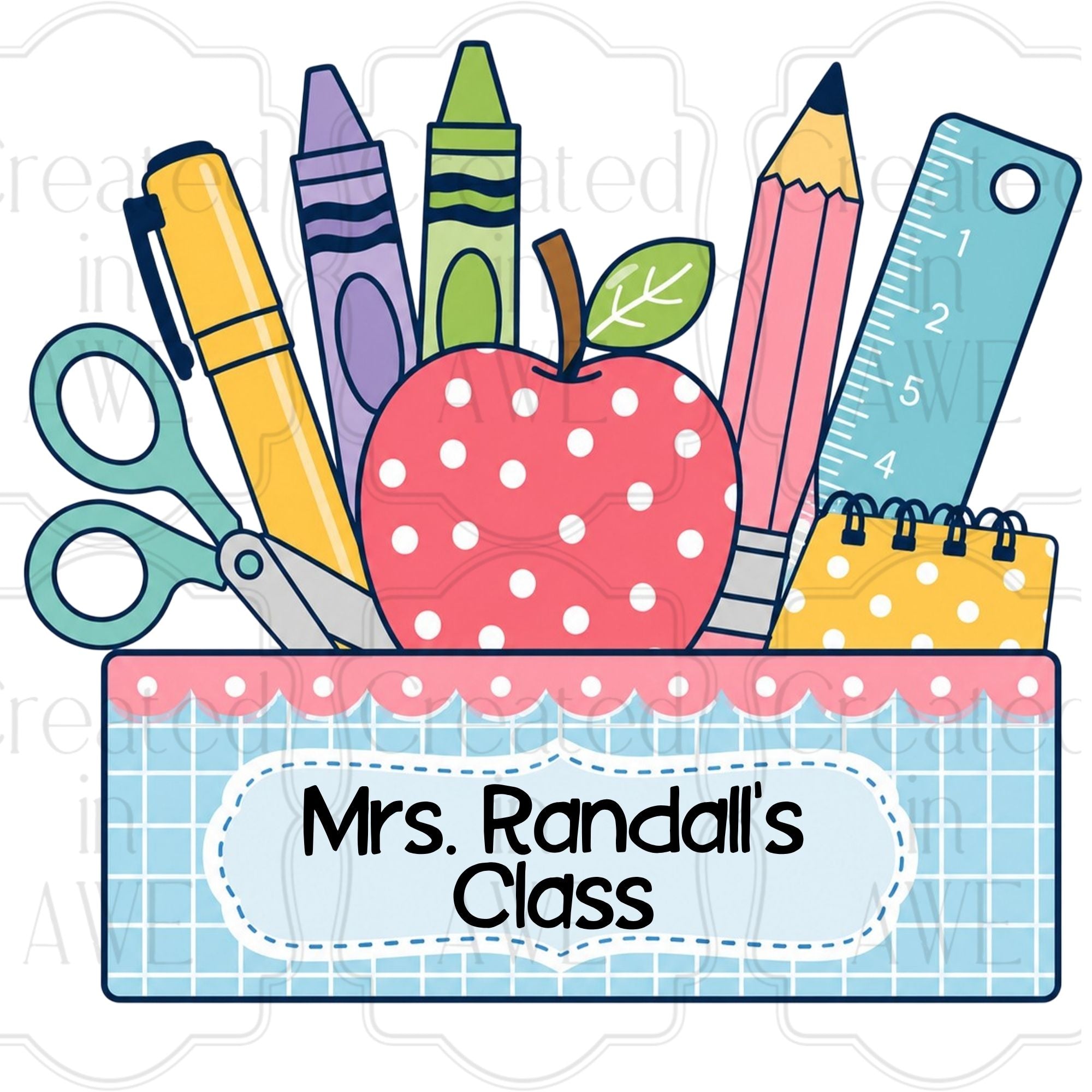 Polka Dot Apple Custom School Labels