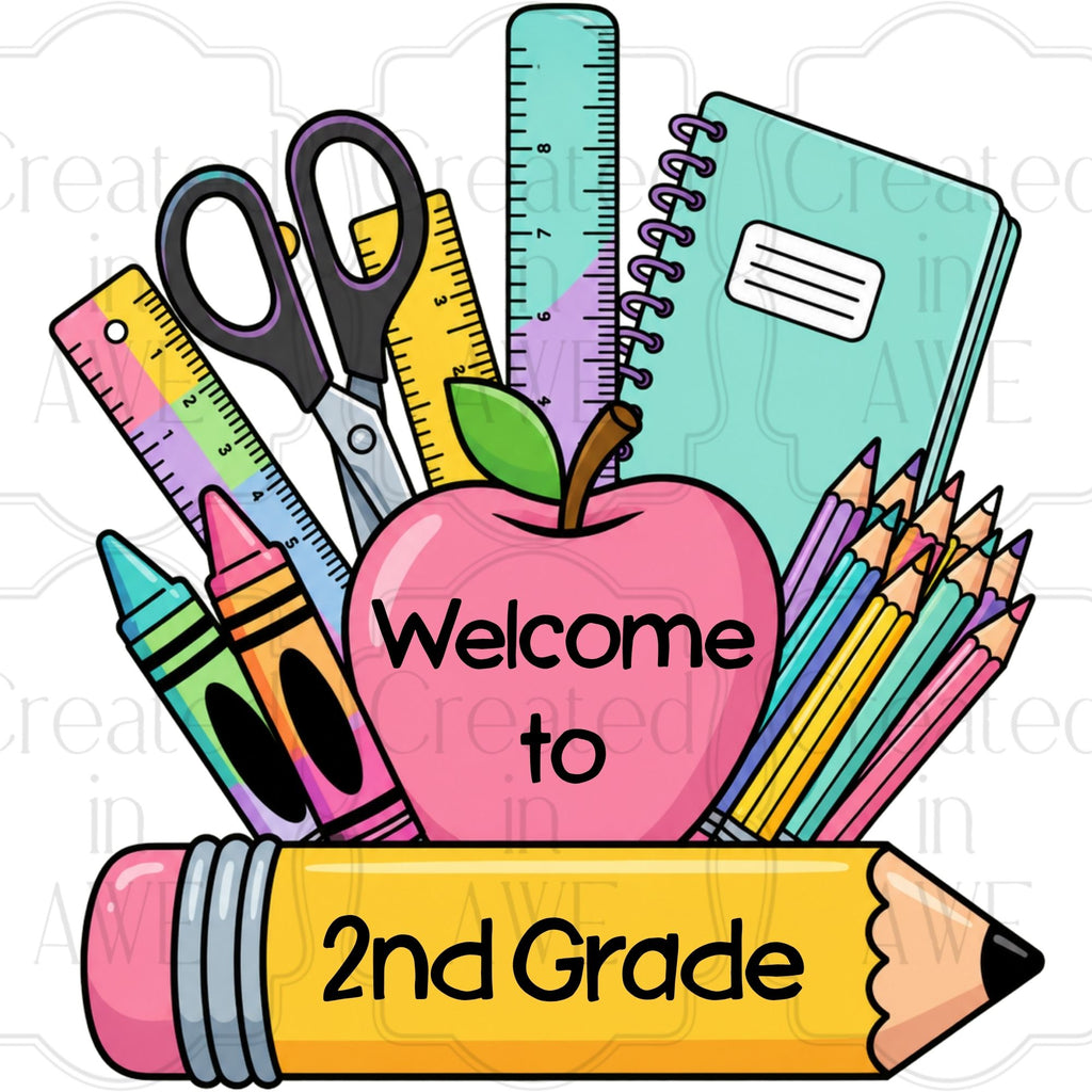 Pink Apple & Pencil Custom School Labels