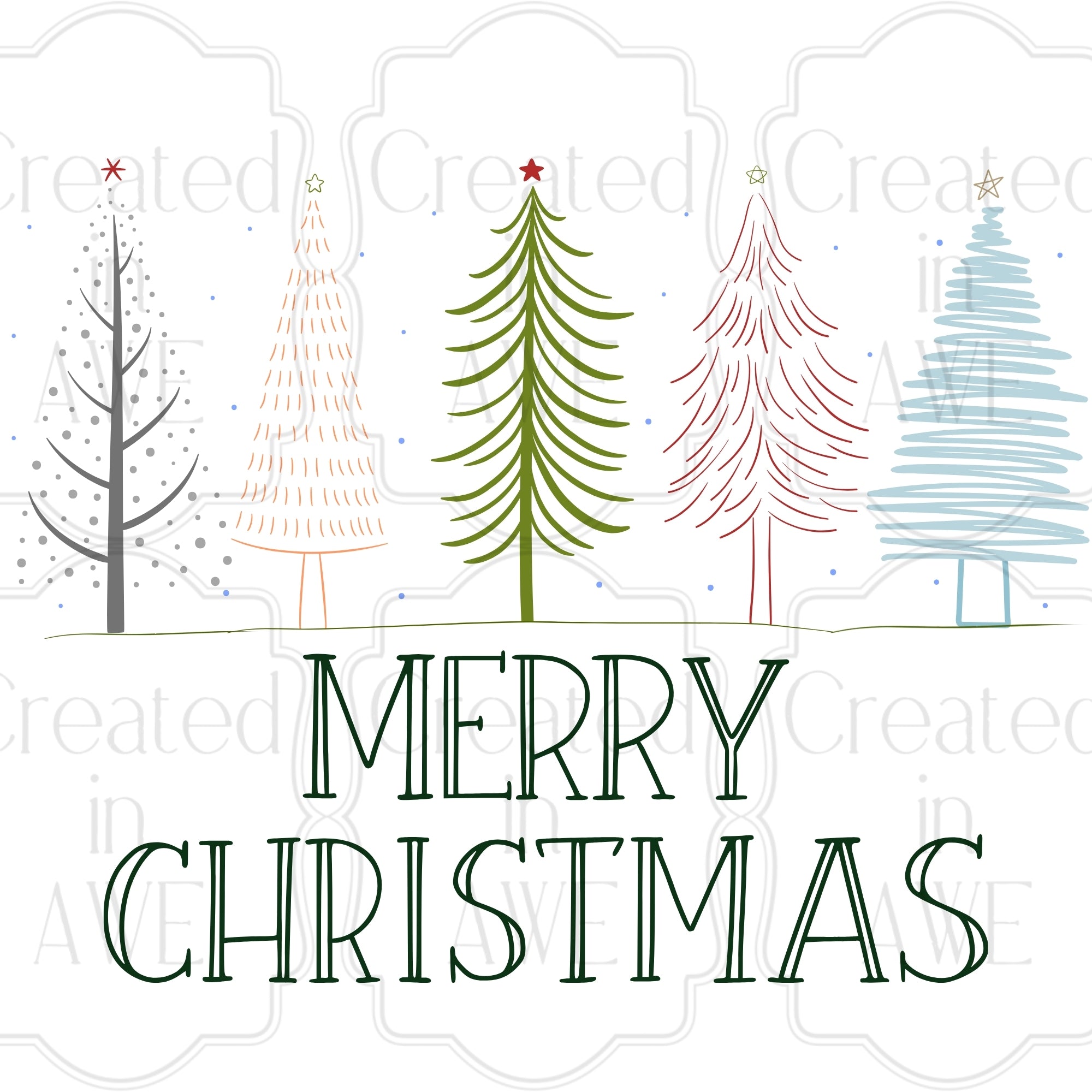 Sketched Christmas Trees