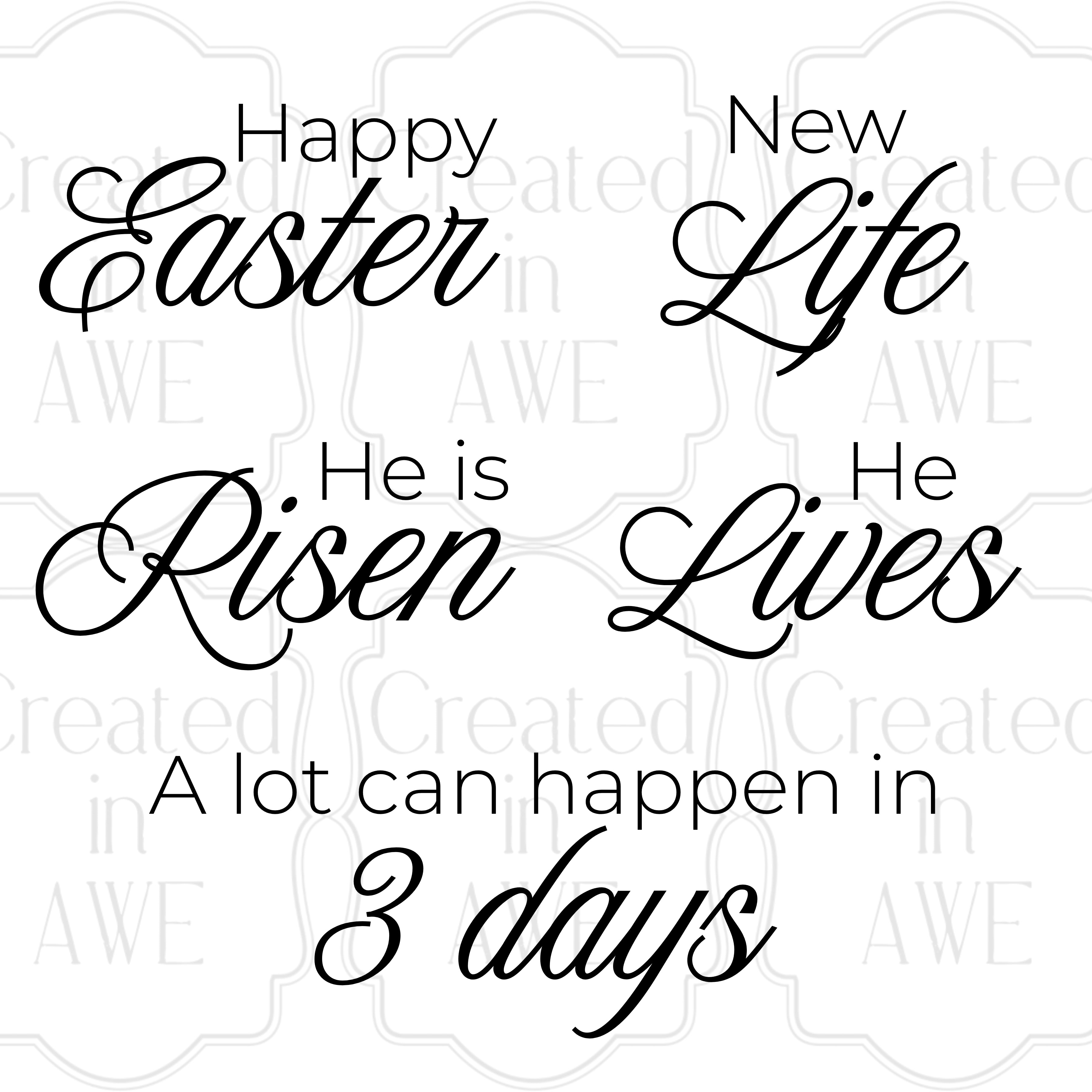 Easter Words (Black) variety and singles