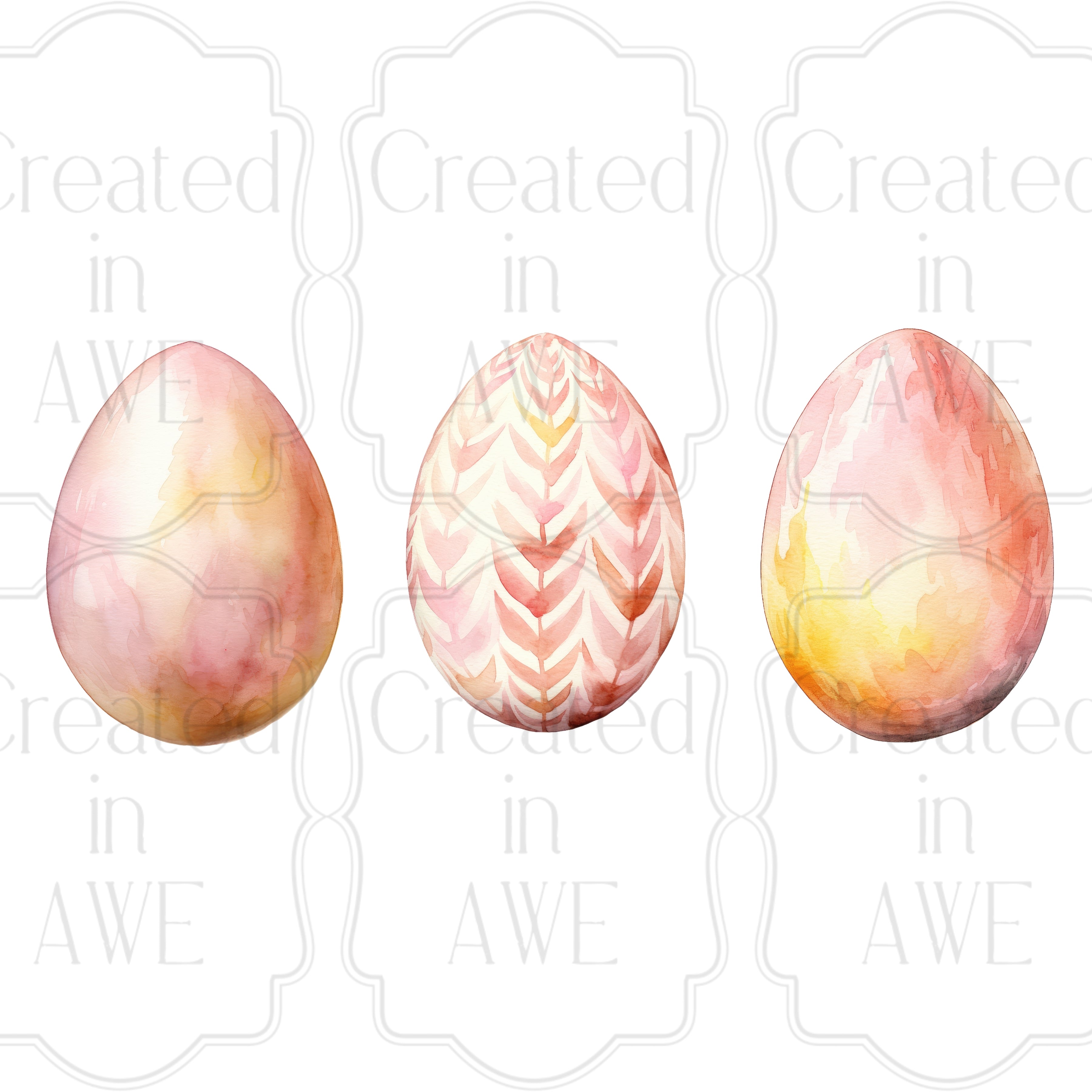 Watercolor Easter Eggs variety and singles