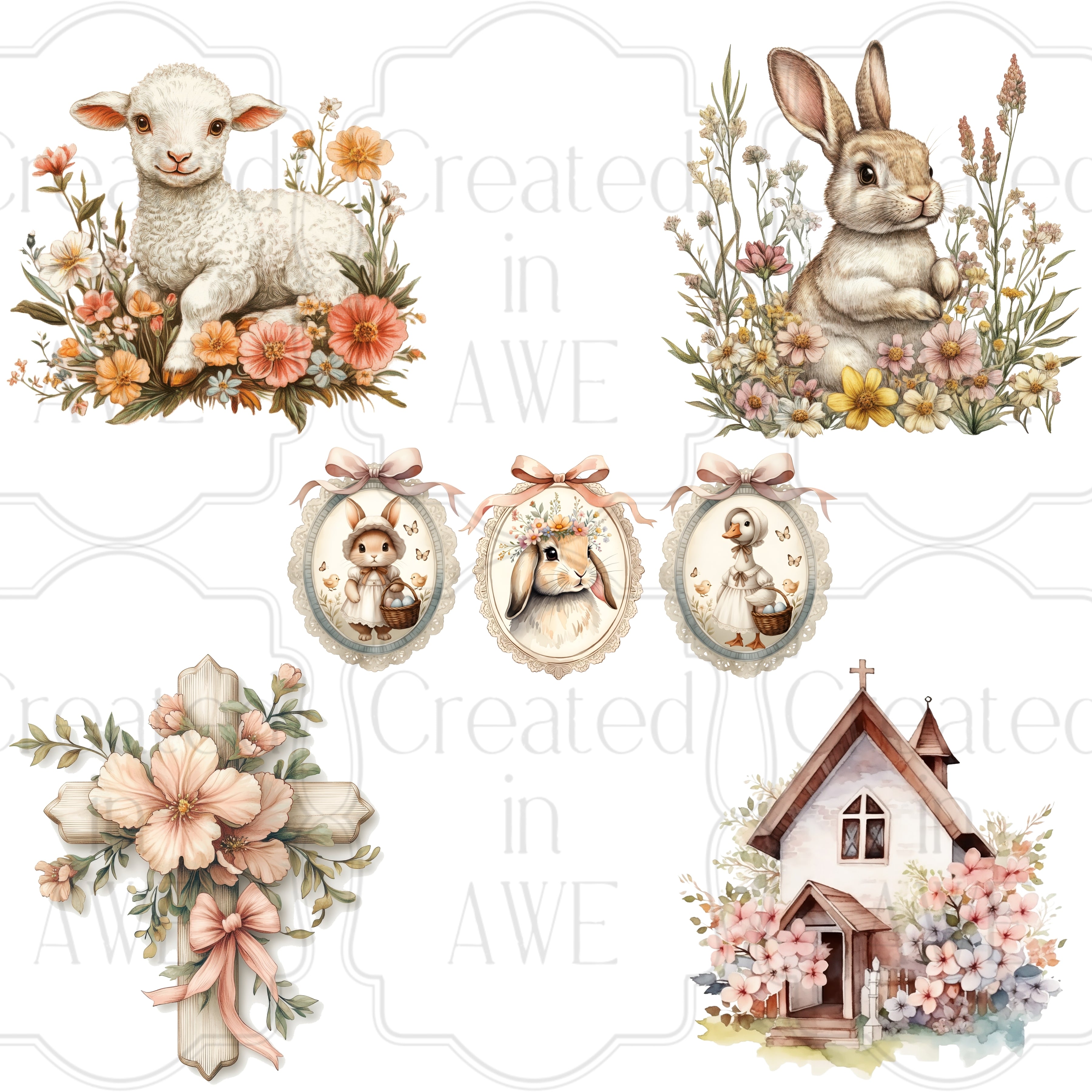 Watercolor Easter Designs variety and singles