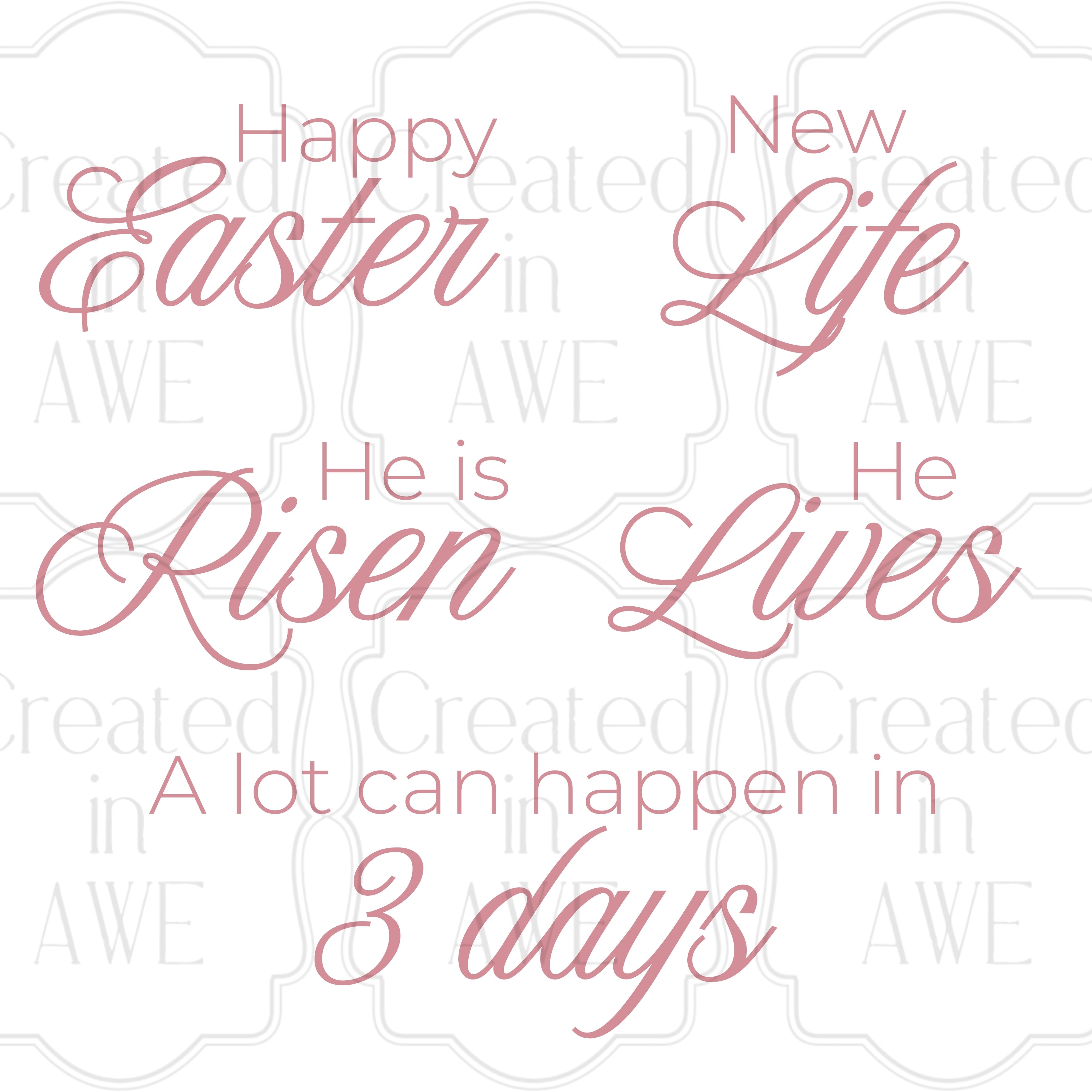 Easter Words (vintage rose) variety and singles