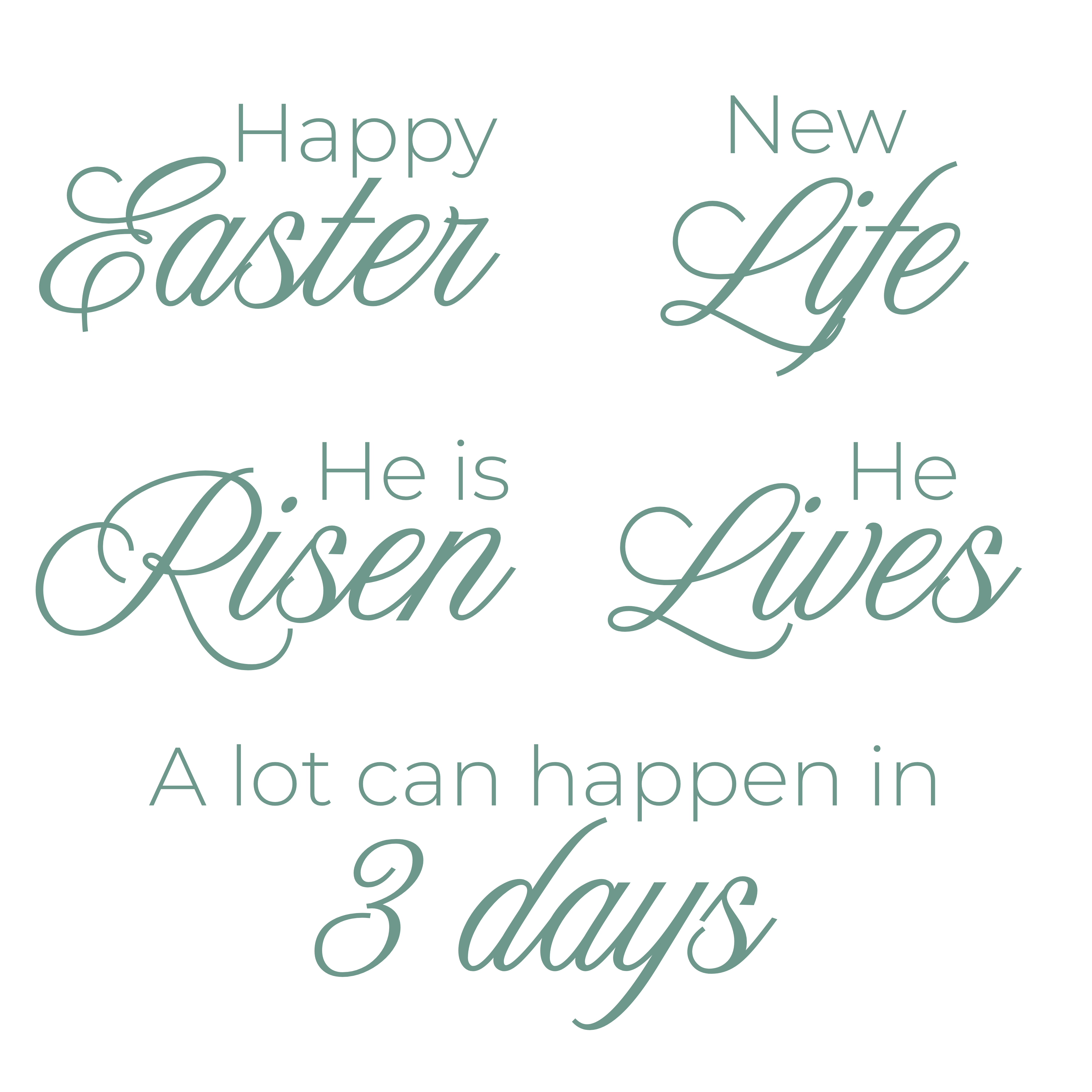 Easter Words (sage green) variety and singles