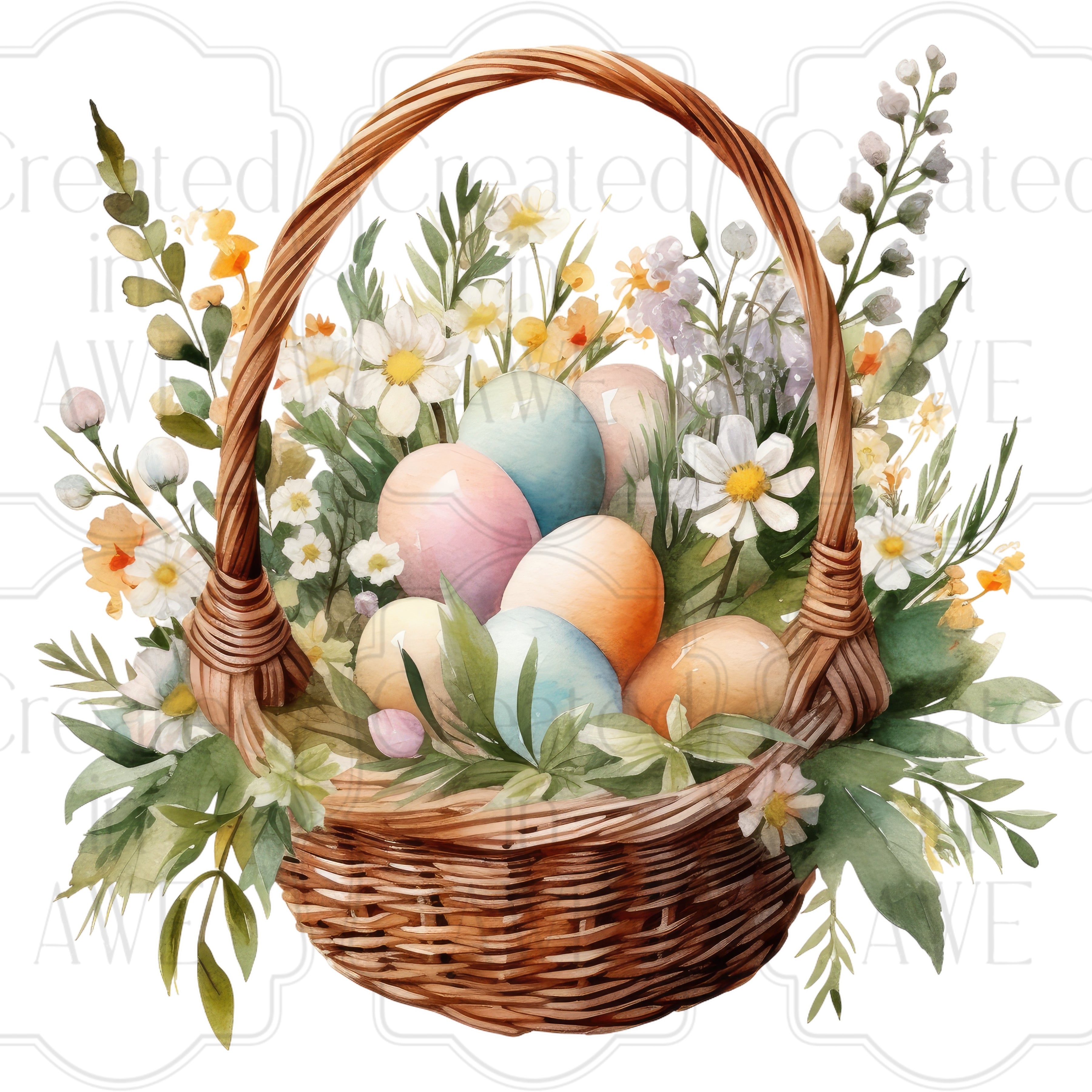 Watercolor Easter Eggs variety and singles