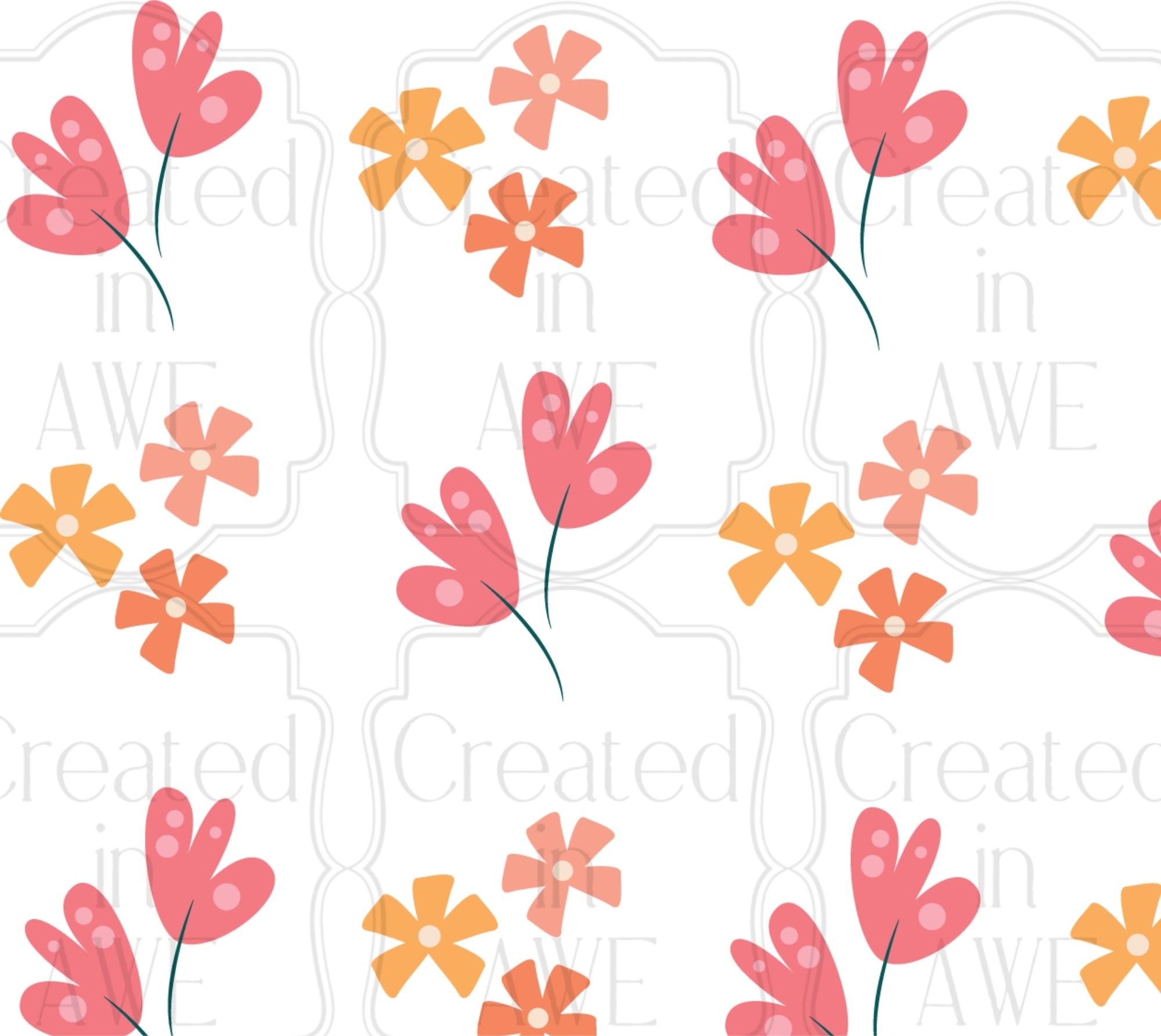 Coral/Orange Flowers UV Sticker wrap