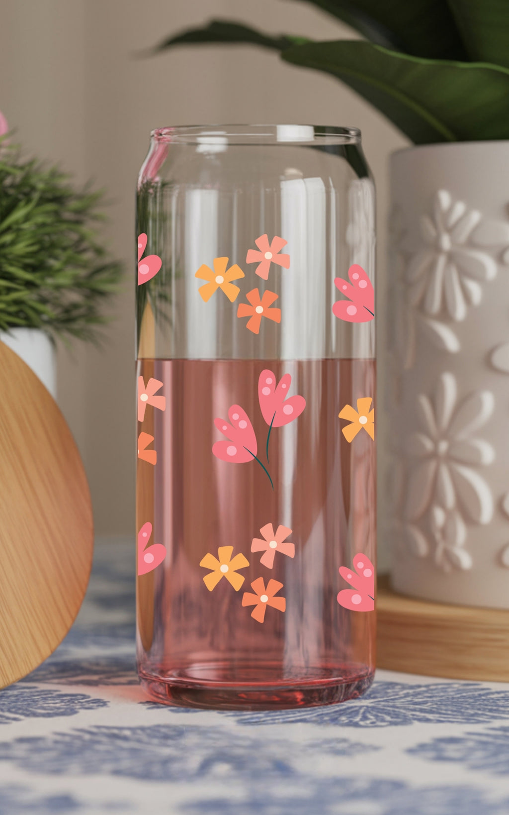 Coral/Orange Flowers Pattern