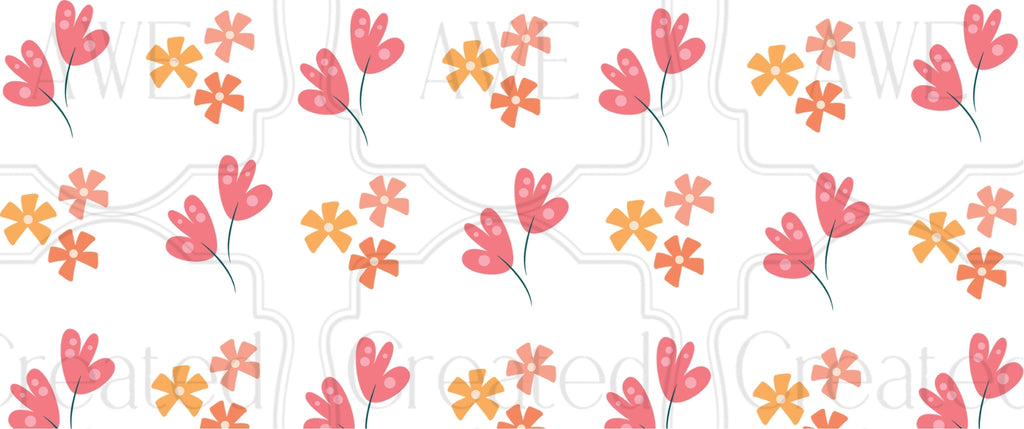 Coral/Orange Flowers UV Sticker wrap