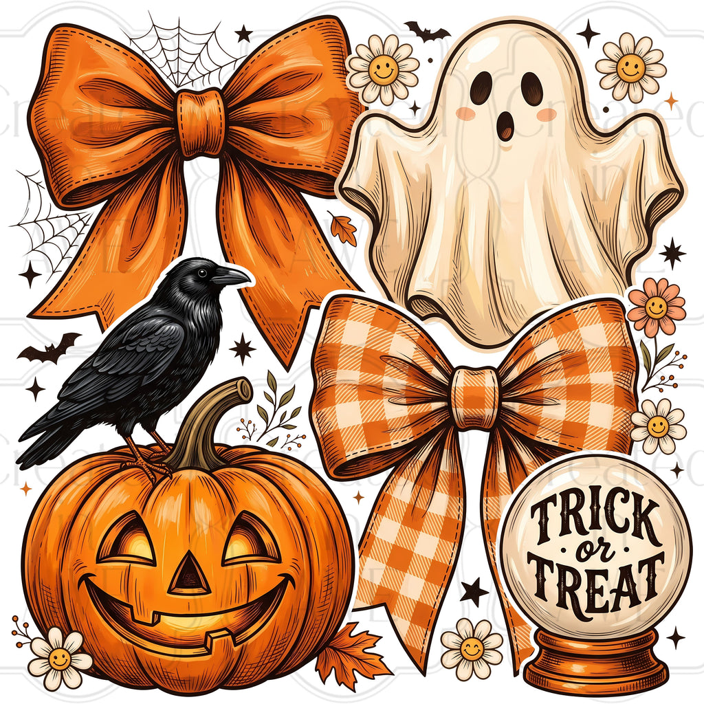 Ghost, Bows, and Jack-o-lantern