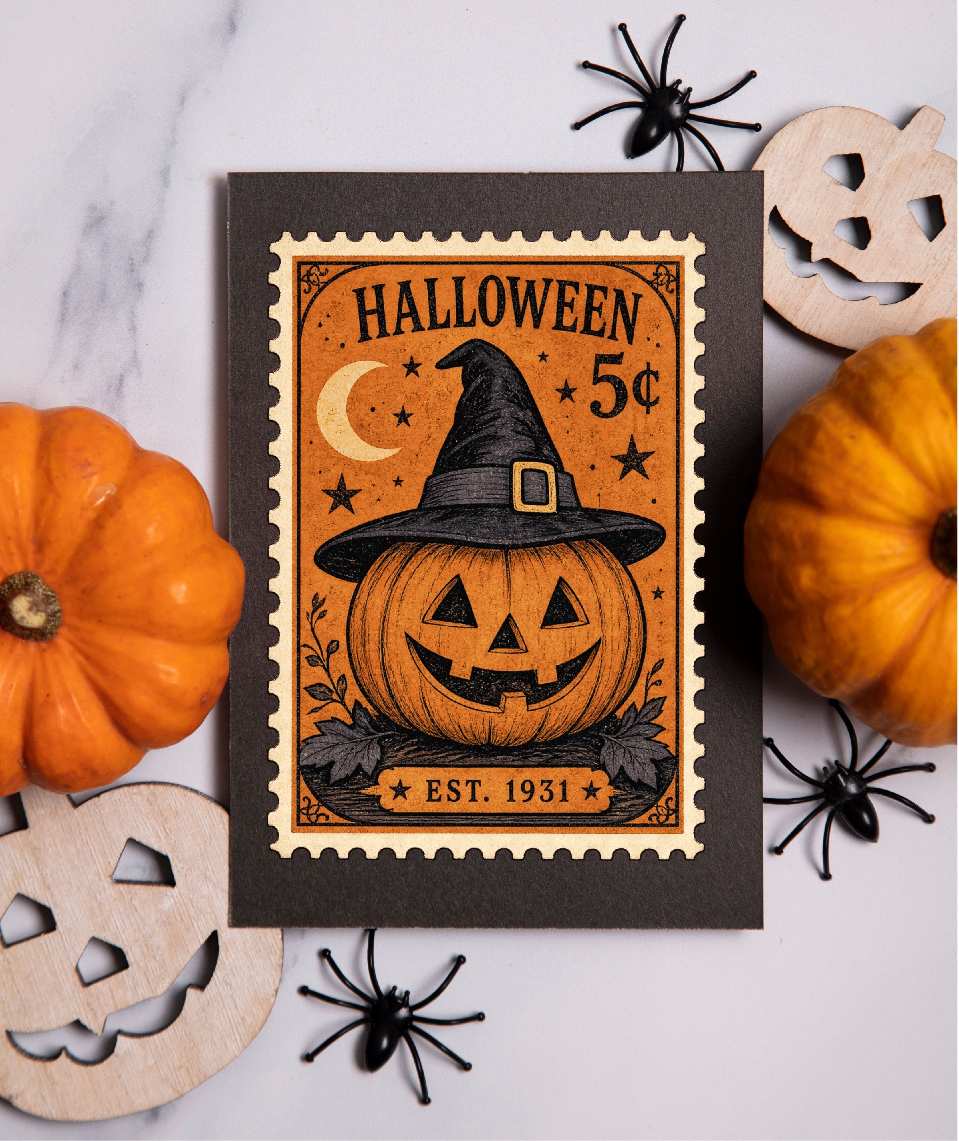 Vintage-style Halloween Stamps
