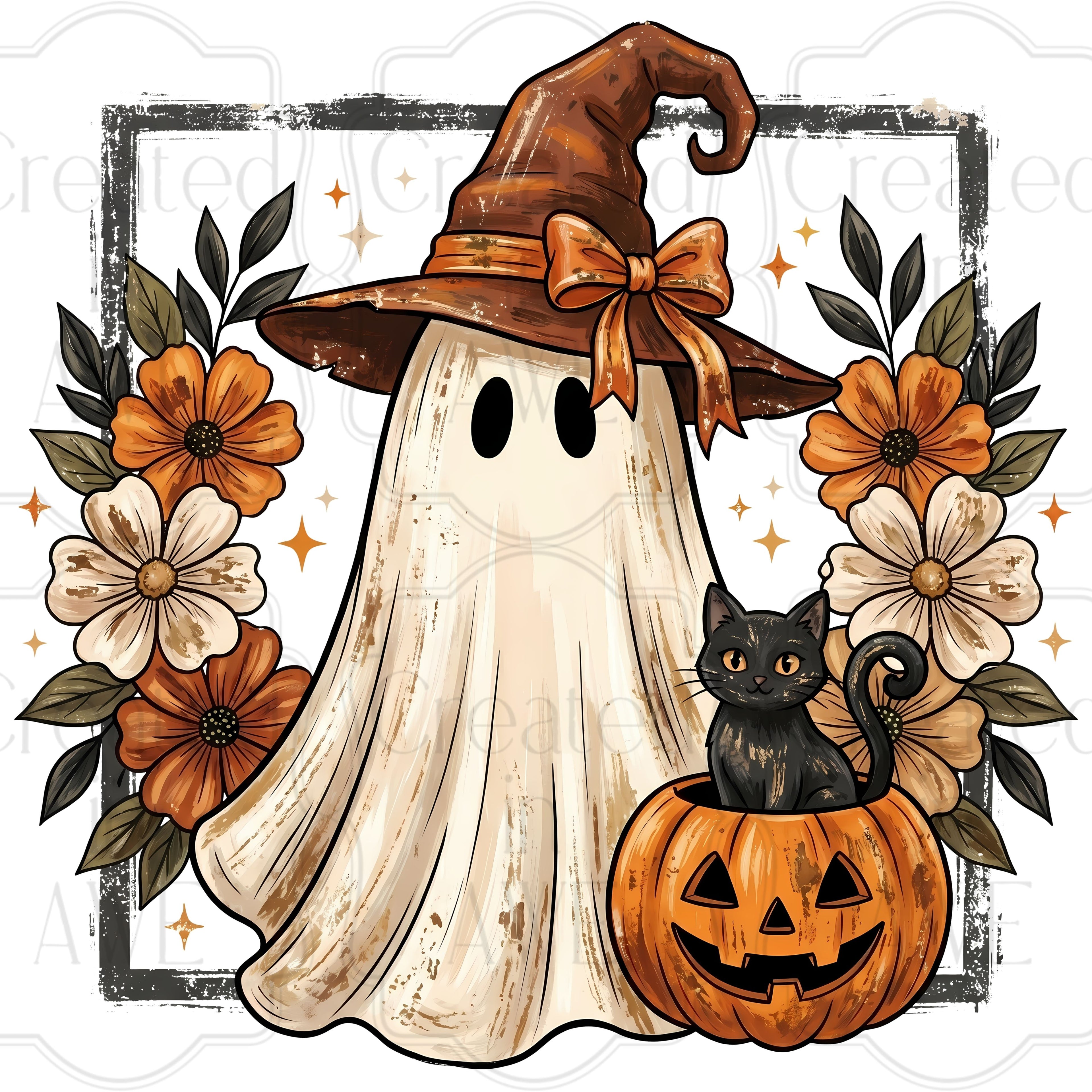 Witchy Ghost and Black Cat