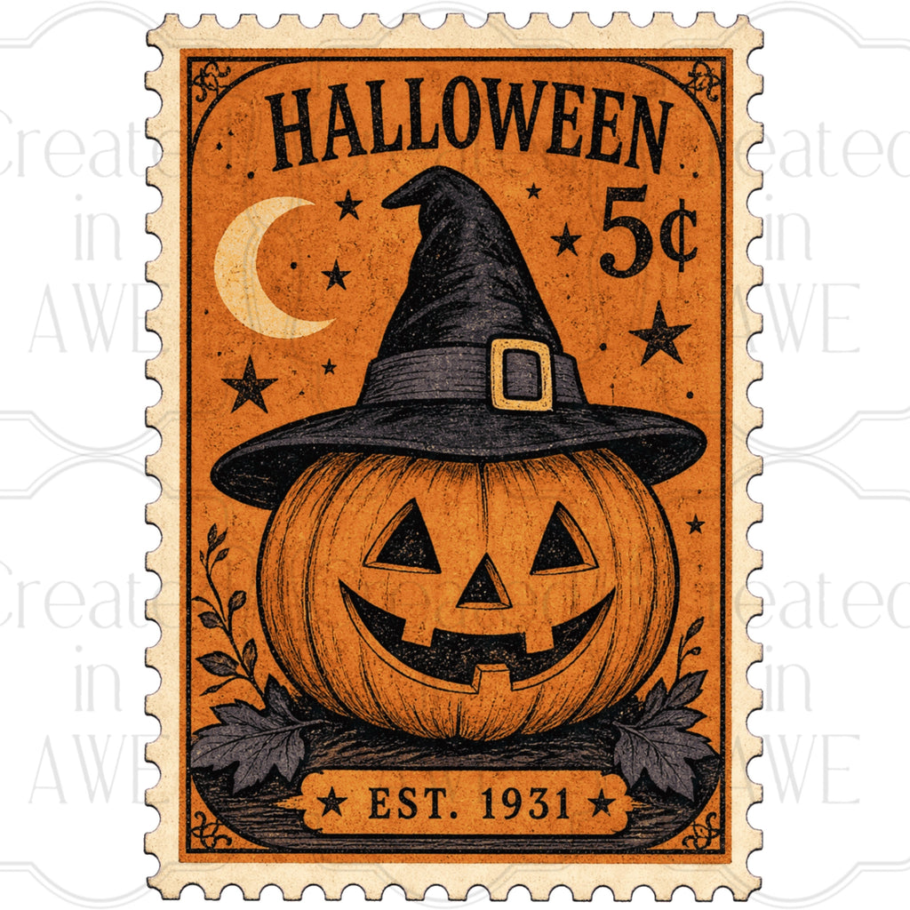 Vintage-style Halloween Stamps