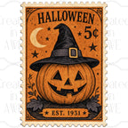 Vintage-style Halloween Stamps