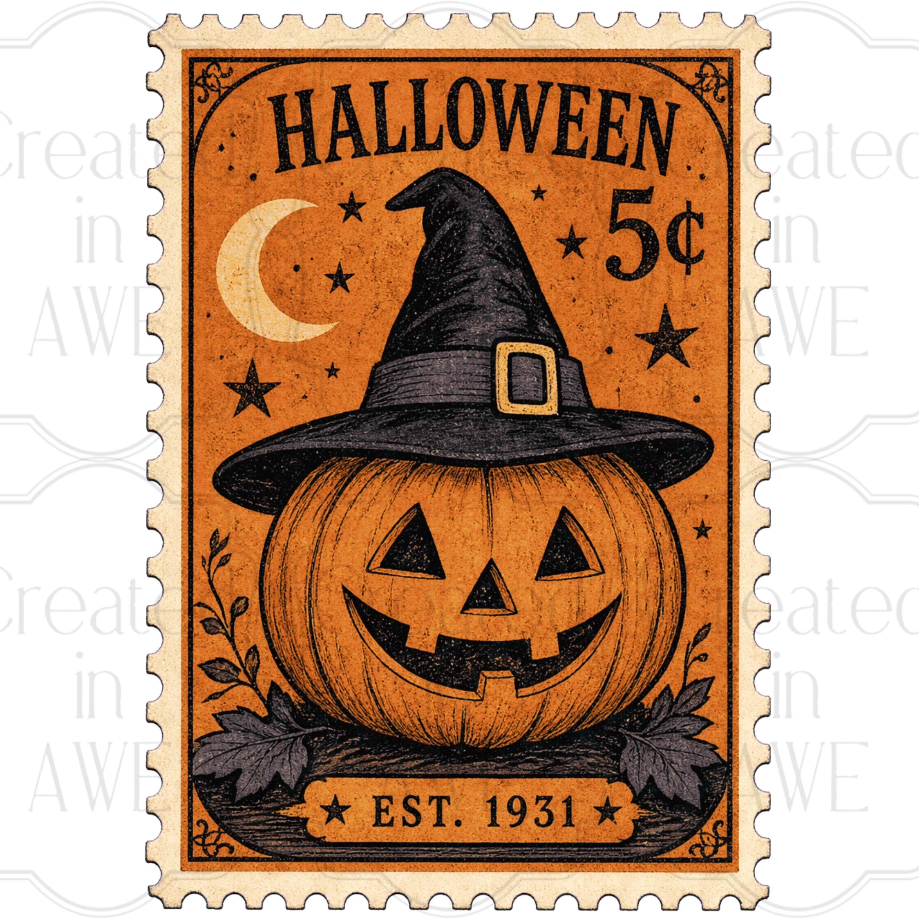 Vintage-style Halloween Stamps